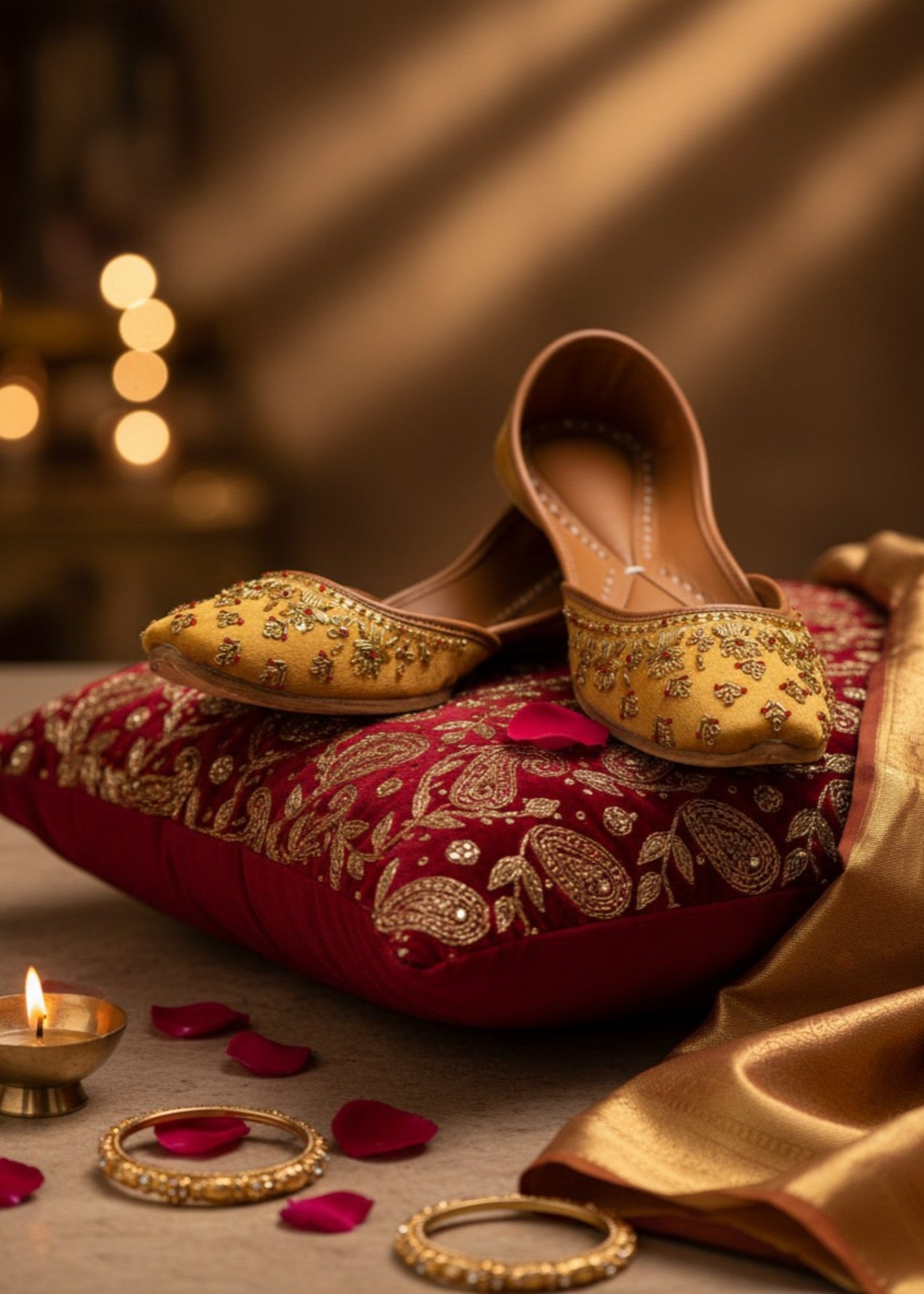 Khussa in Goldenrod by - High Quality Women Khussa AFM1680