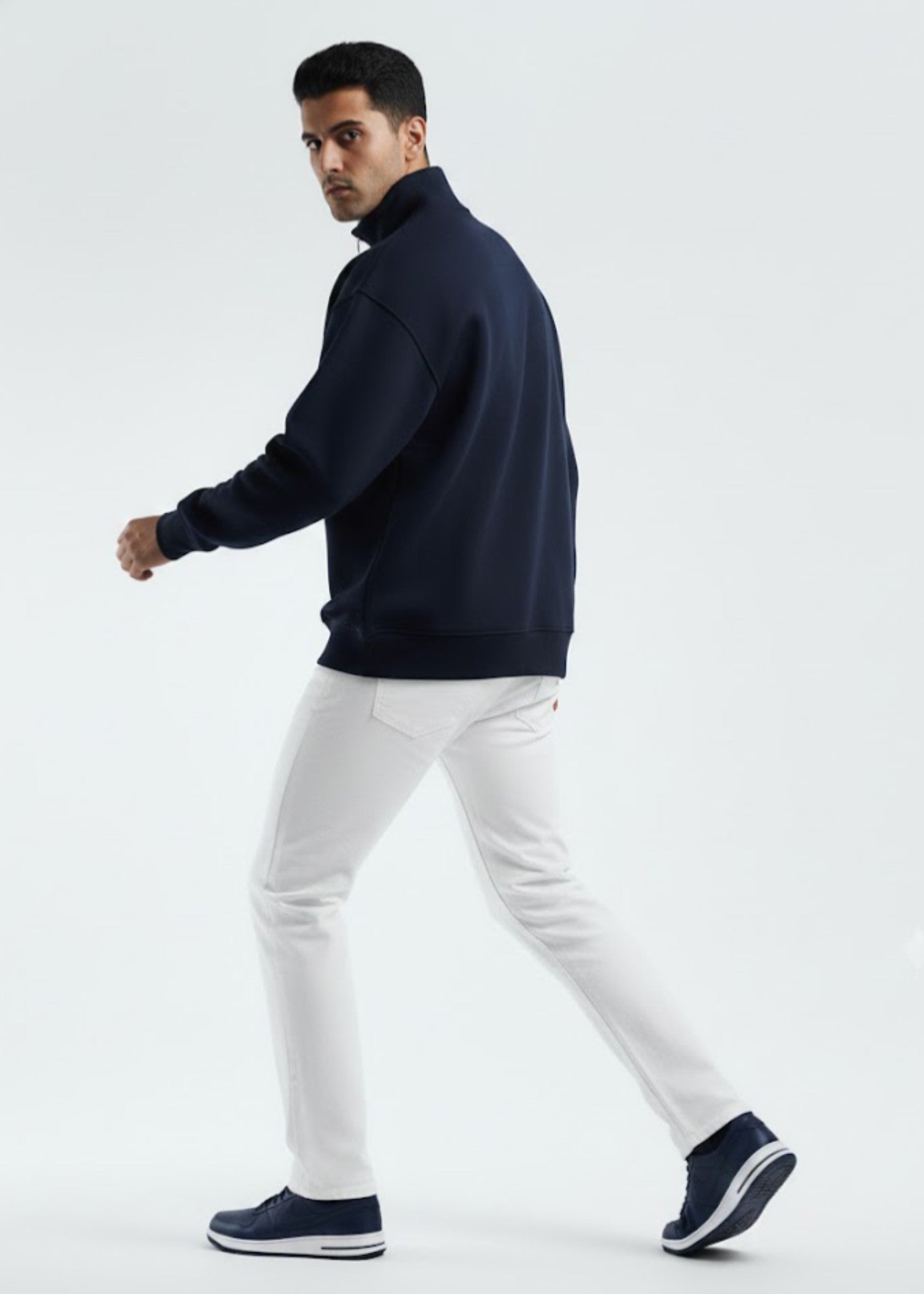 cotton linen Sweatshirt in Dark blue