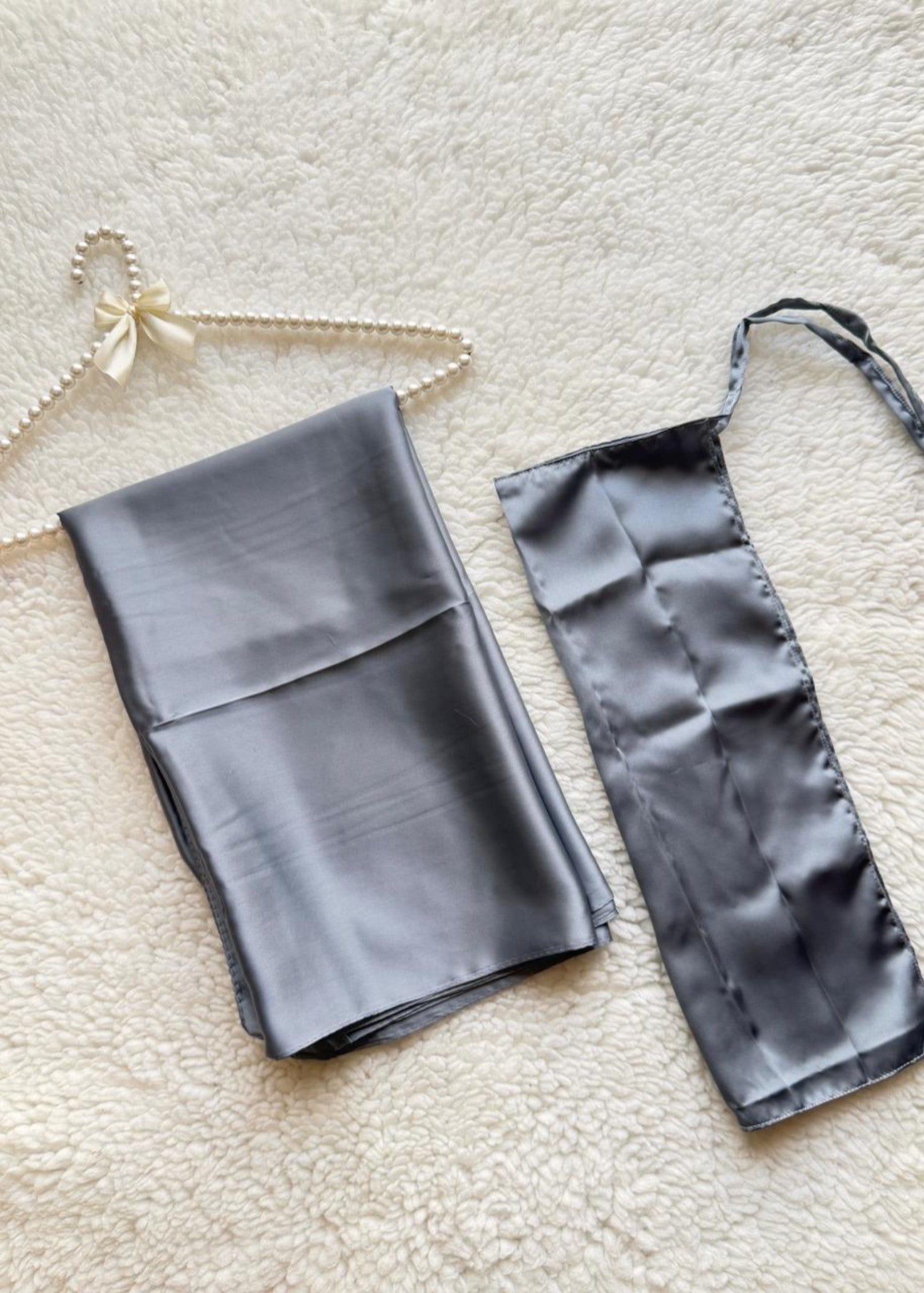 satin silk Veil in Slate grey