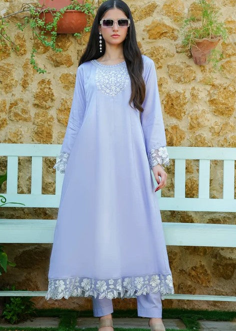 cotton silk Pishwas in Lavender