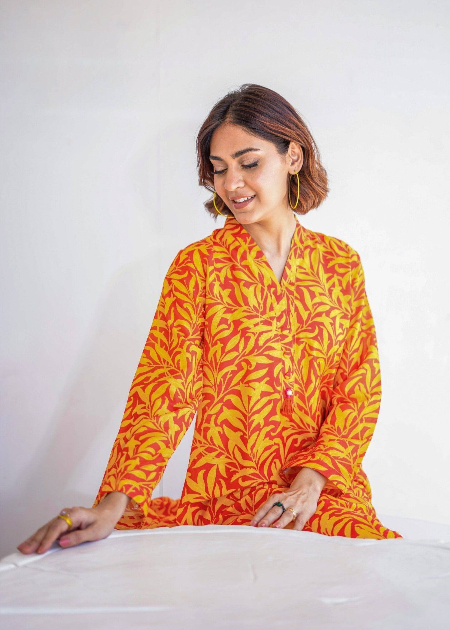 swiss lawn Co Ord Sets in Orange