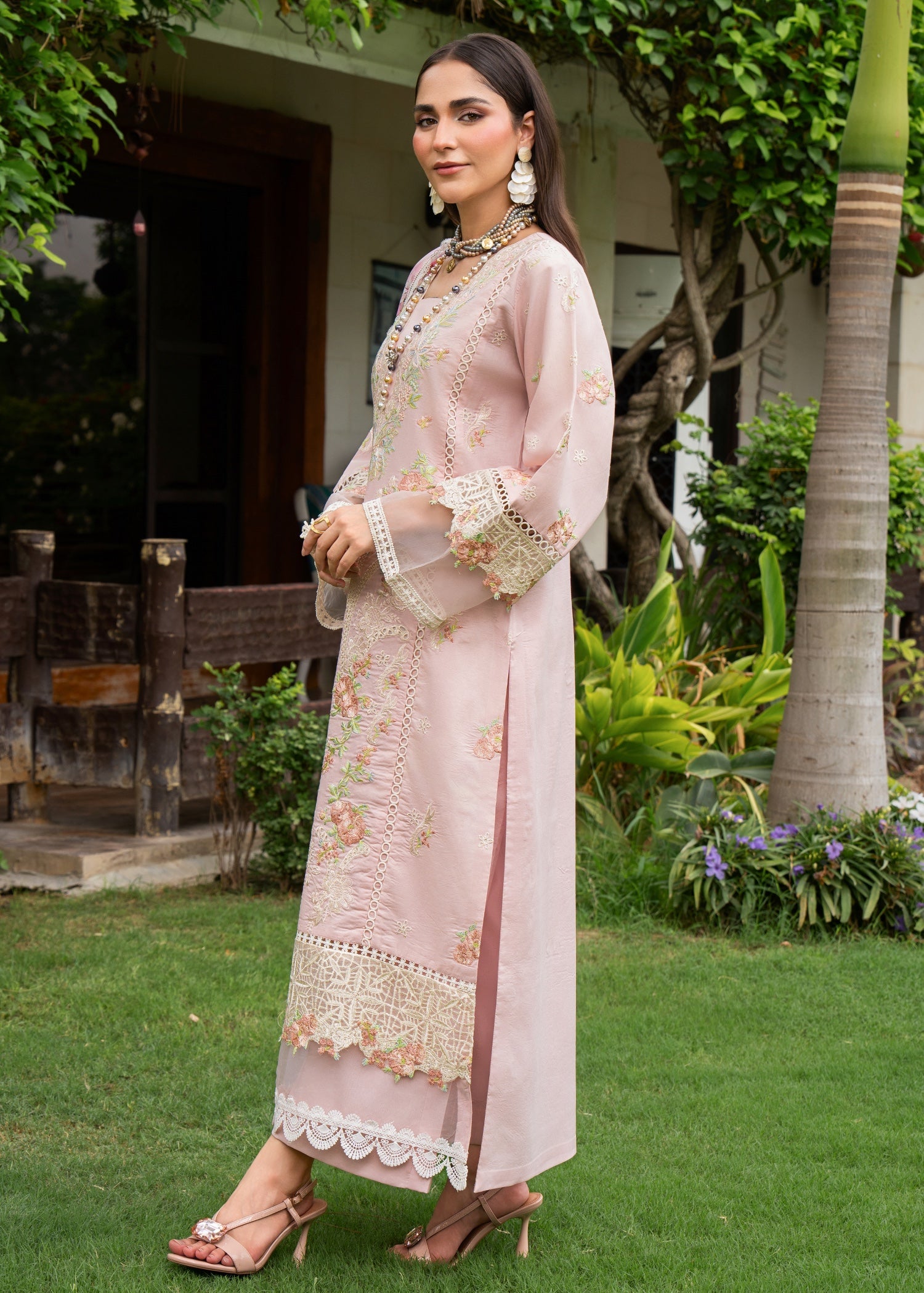 lawn Kurta Set in Orchid pink