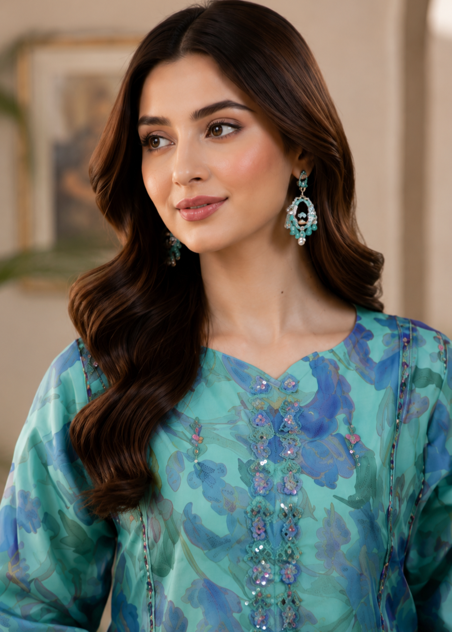 tissue Short Frock in Parrot green