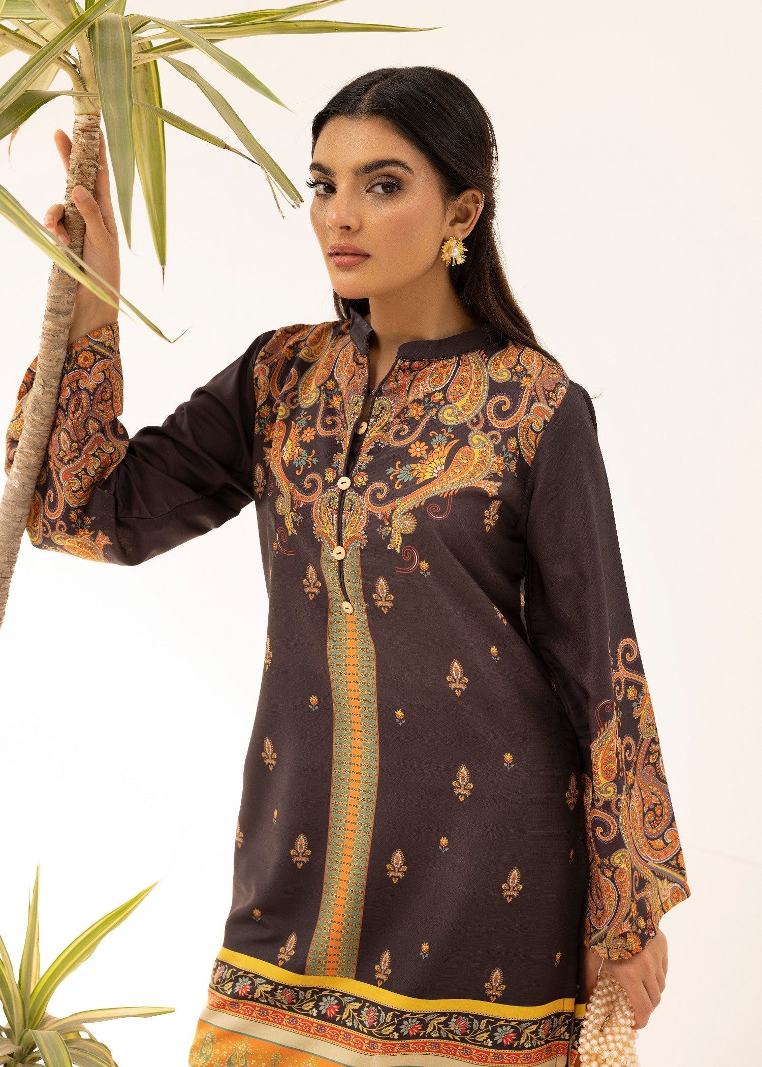 poly lawn Co Ord Sets in Dark brown