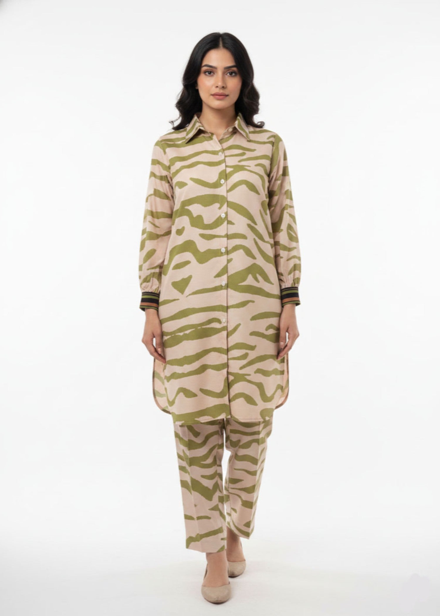 slub linen Co Ord Sets in Beige