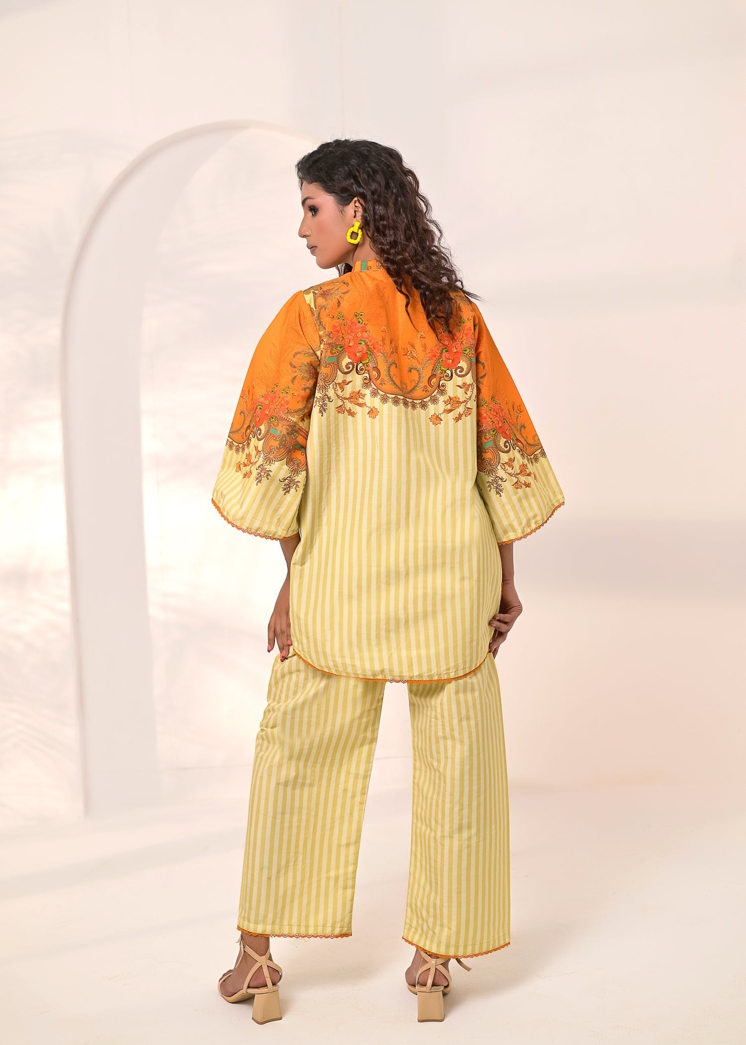 poly silk Co Ord Sets in Orange