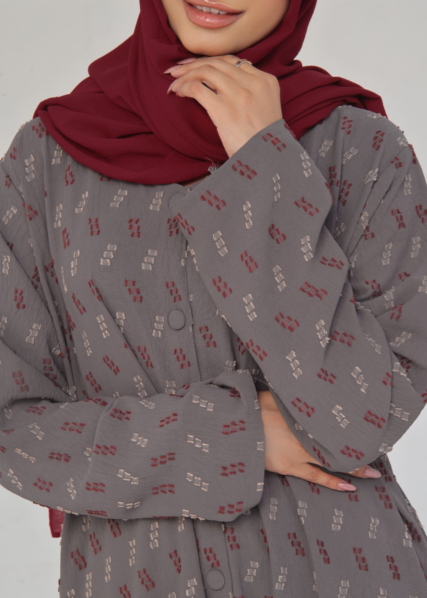 polyester Abaya in Grey
