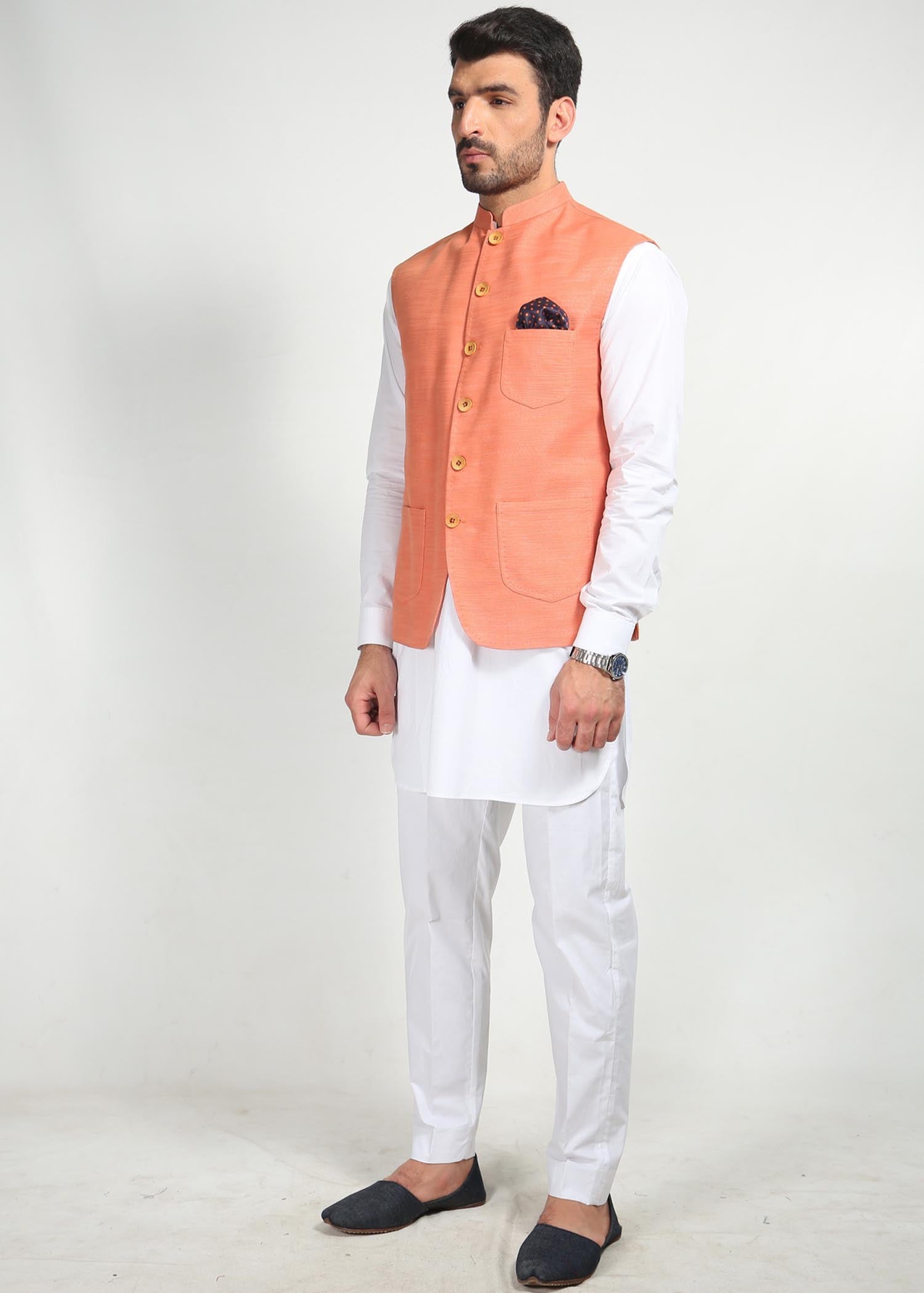 linen Waistcoat in Coral pink