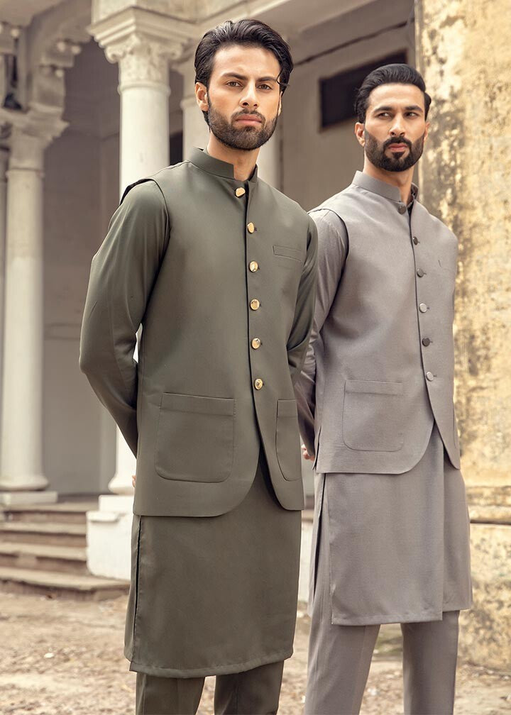 cotton Waistcoat in Olive green