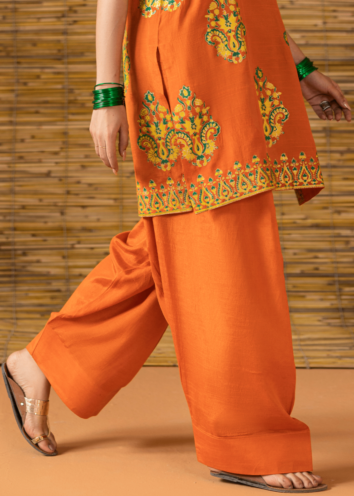 raw silk Unstitched in Tangerine