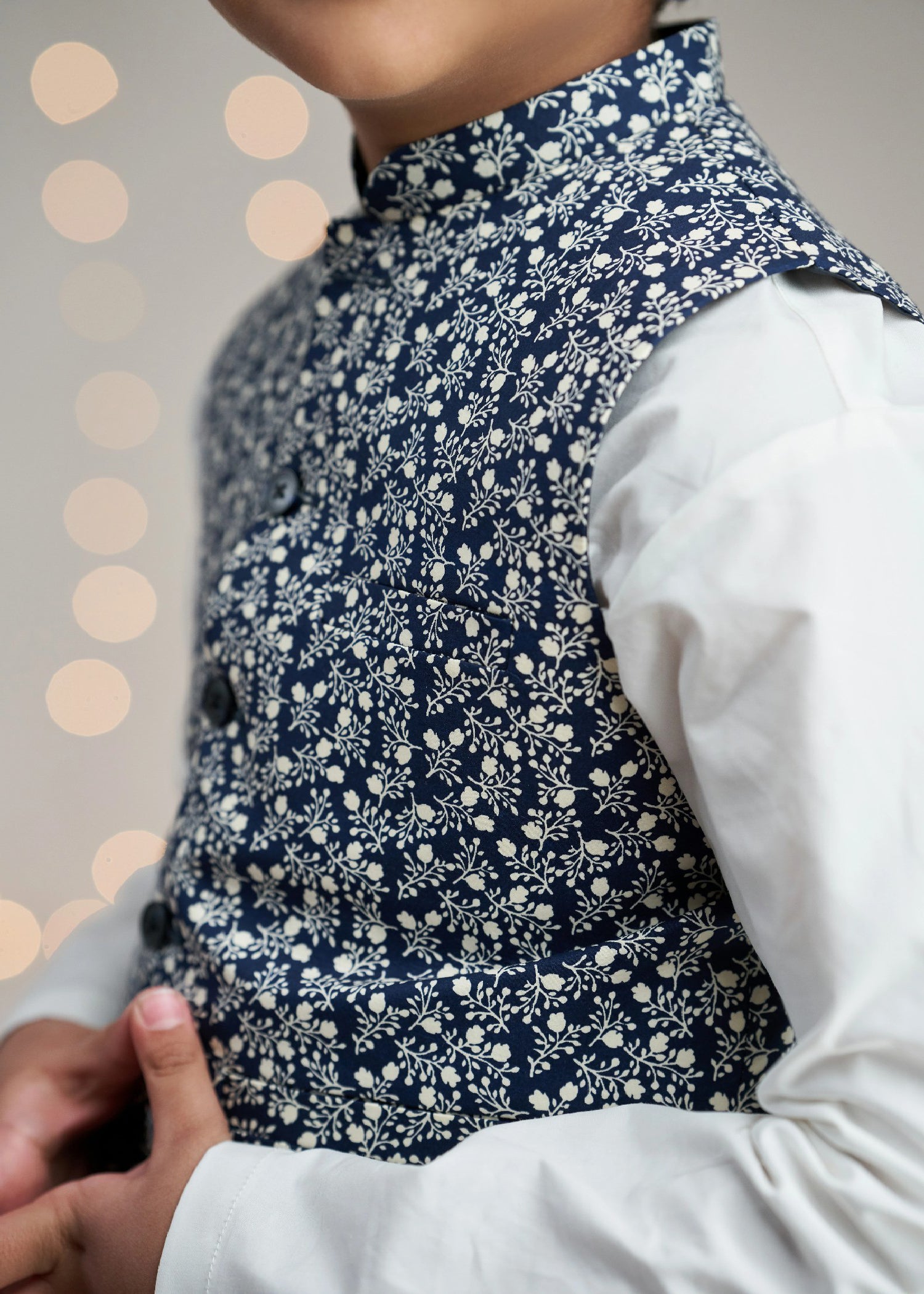 cotton Waistcoat in Navy blue