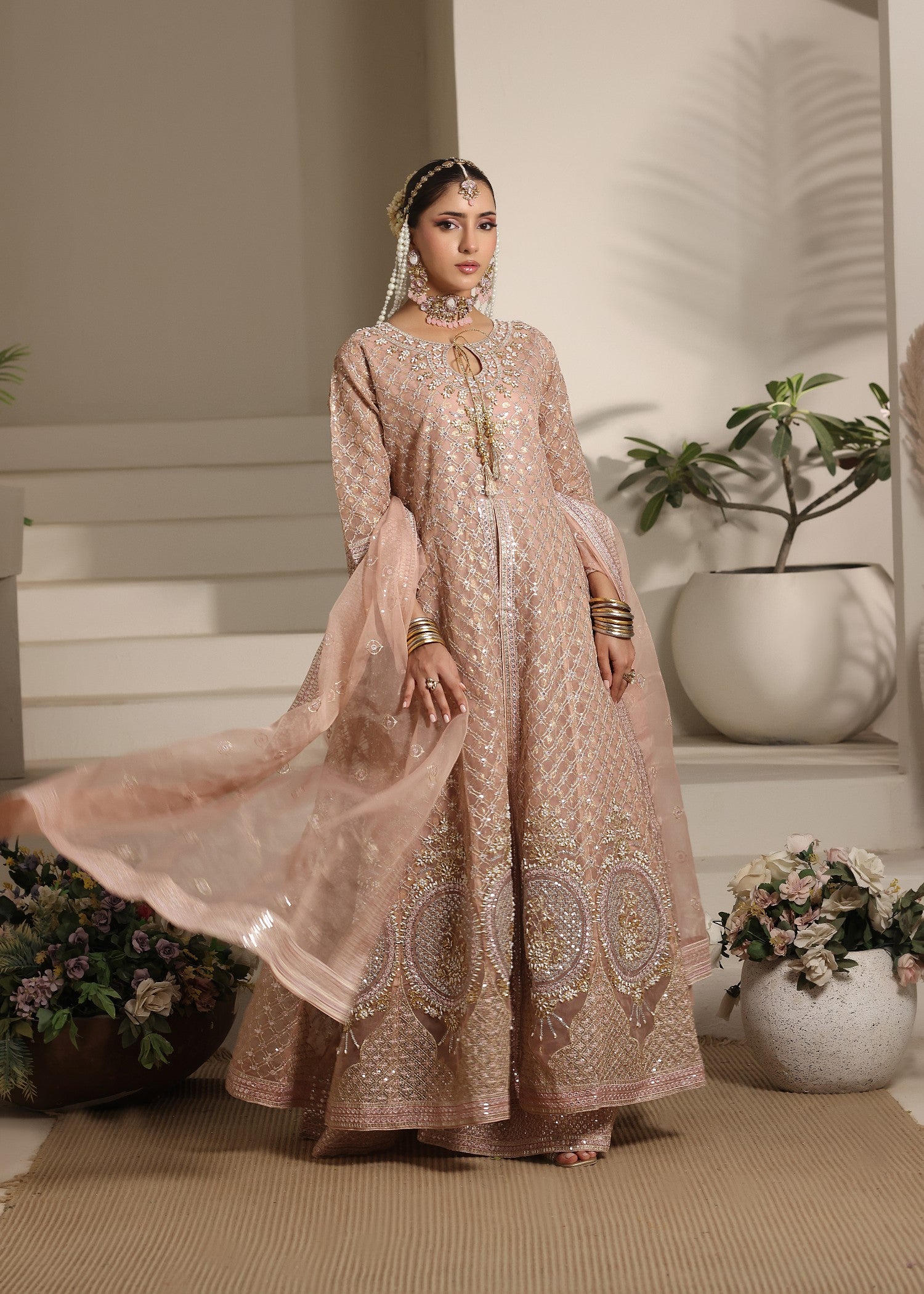 organza Maxi in Peach pink