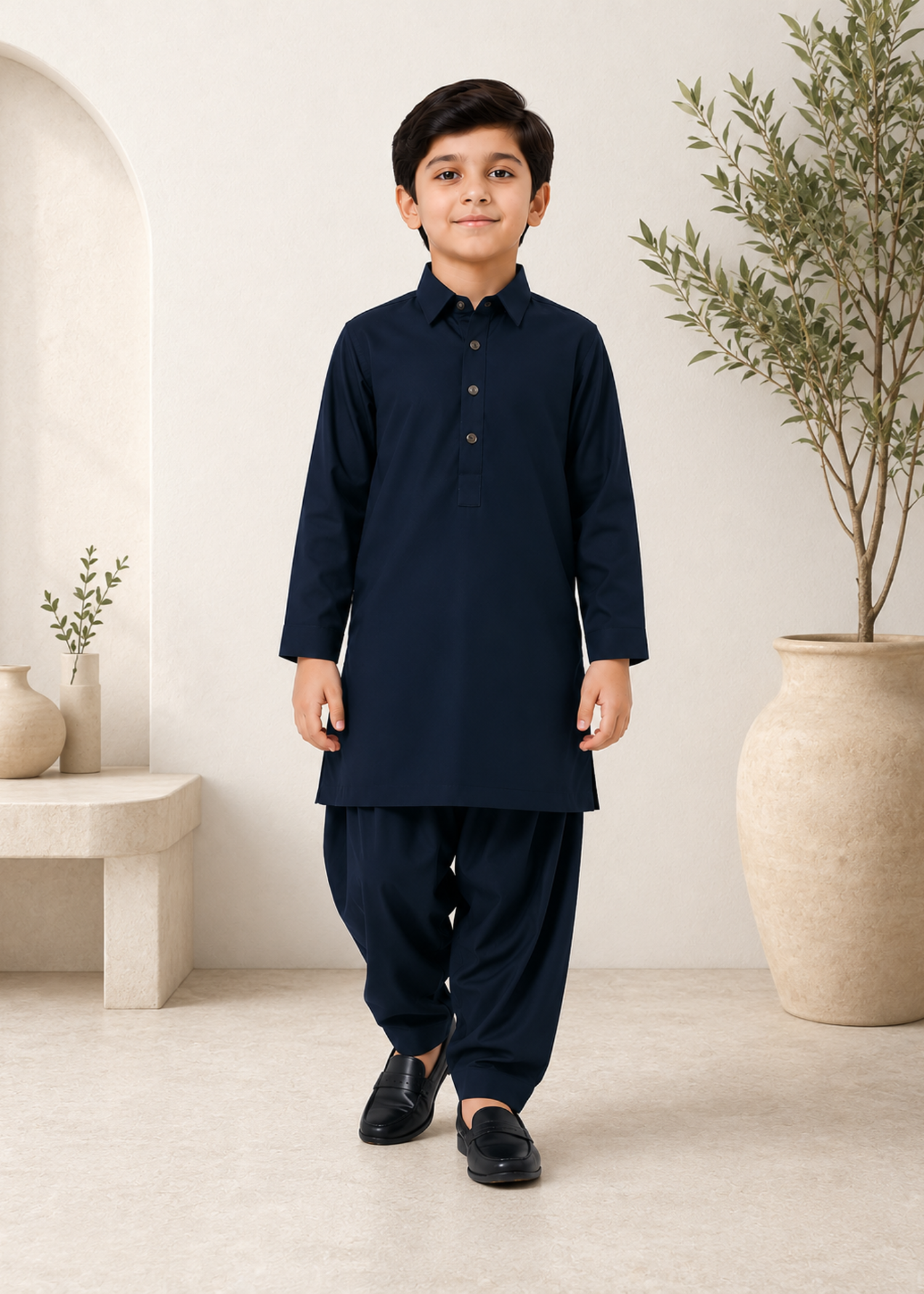 wash & wear Kurta Set in Midnight blue
