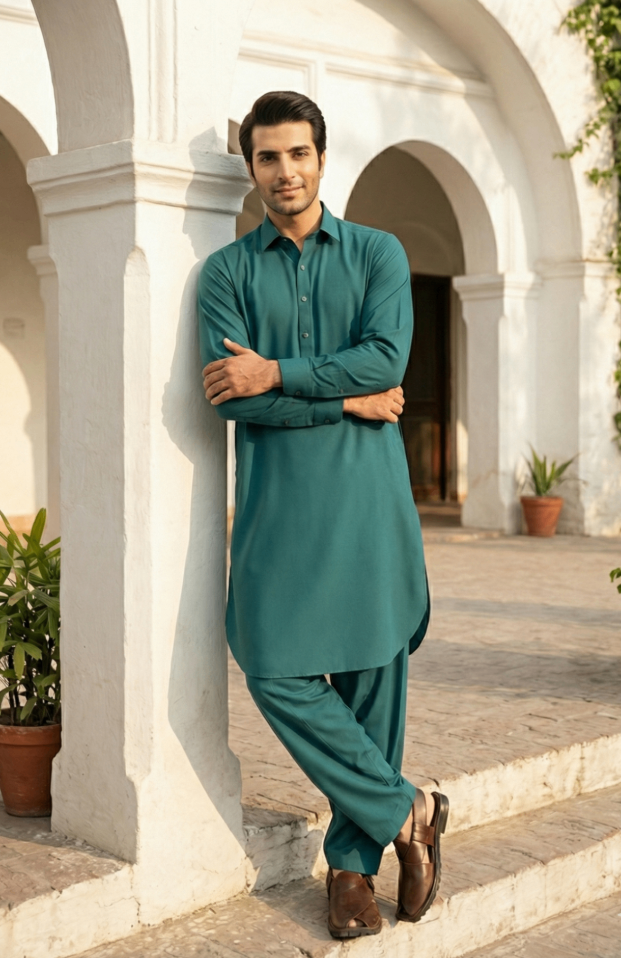 wash & wear Shalwar Kameez in Green