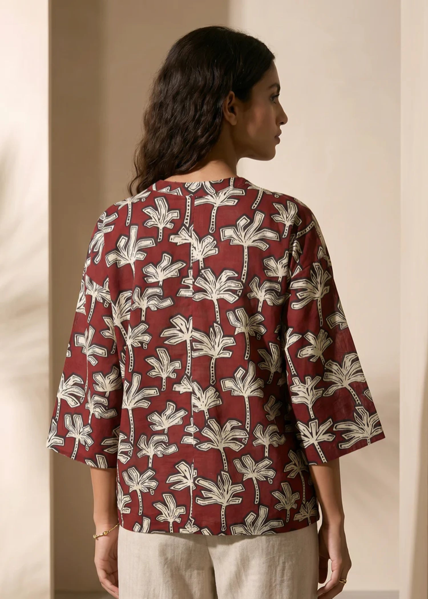 khaddar Top in Maroon
