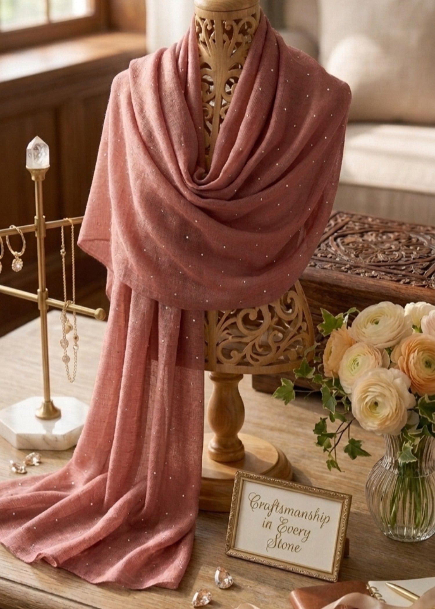 slub lawn Hijab in Indian pink