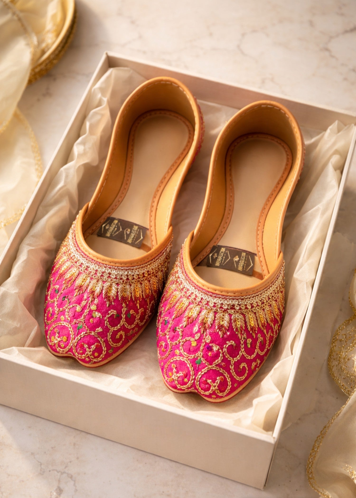 Khussa in Deep pink by - High Quality Women Khussa VPD7142
