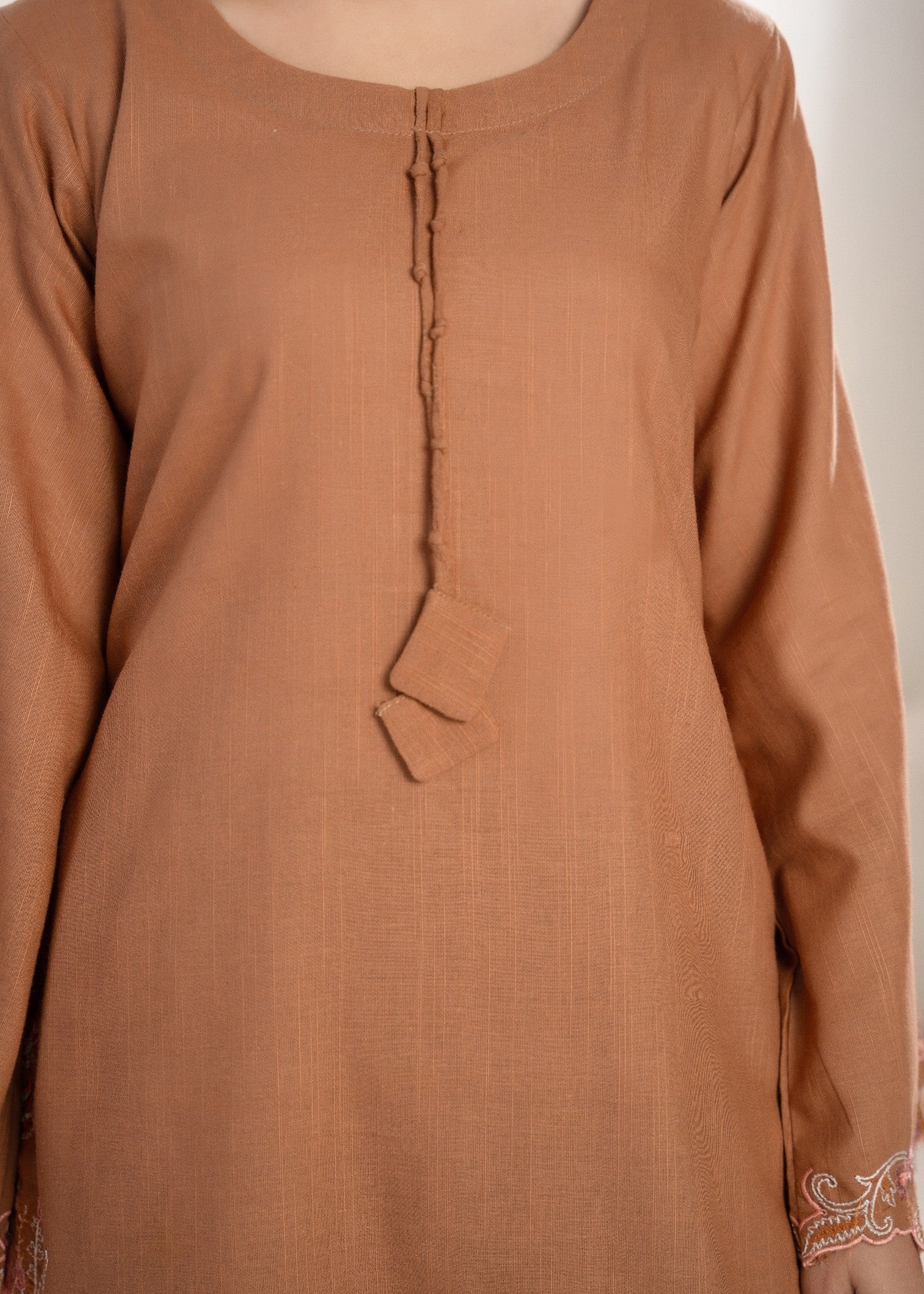linen Kurta Set in Sand brown