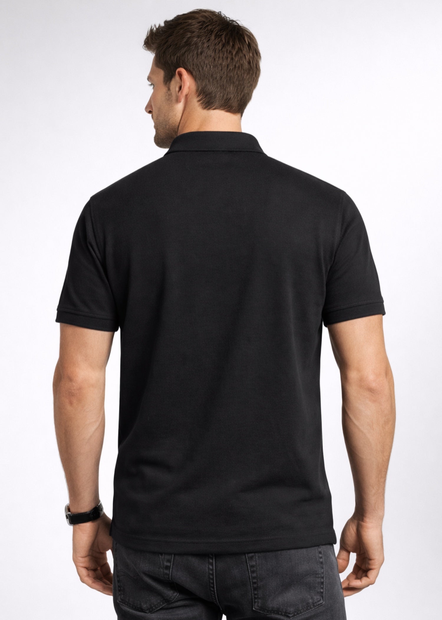 cotton Polo Shirt in Black by Imagination Apparel