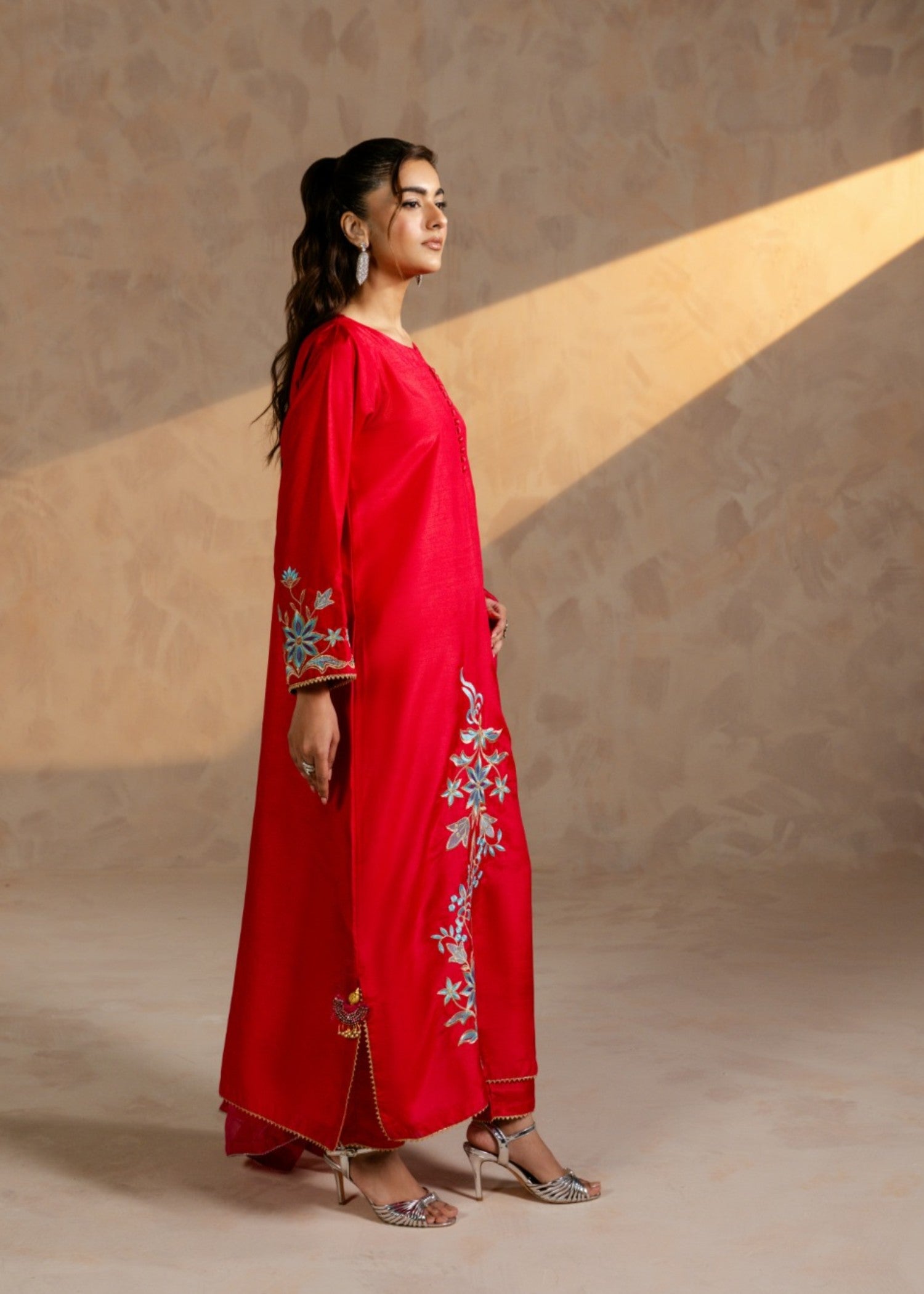 medium silk Kurta Set in Raspberry pink
