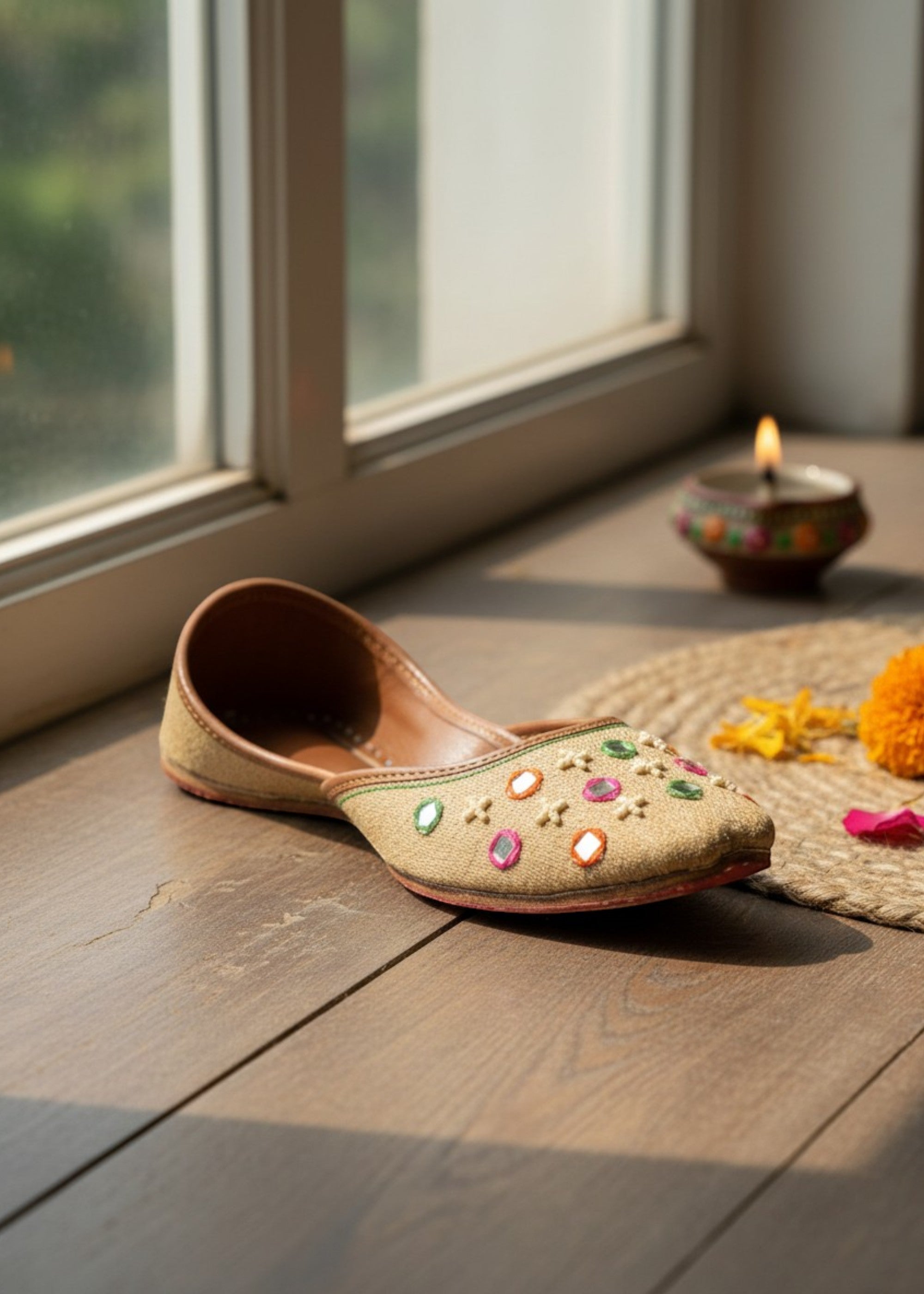 Khussa in Beige by - High Quality Women Khussa QCZ9462