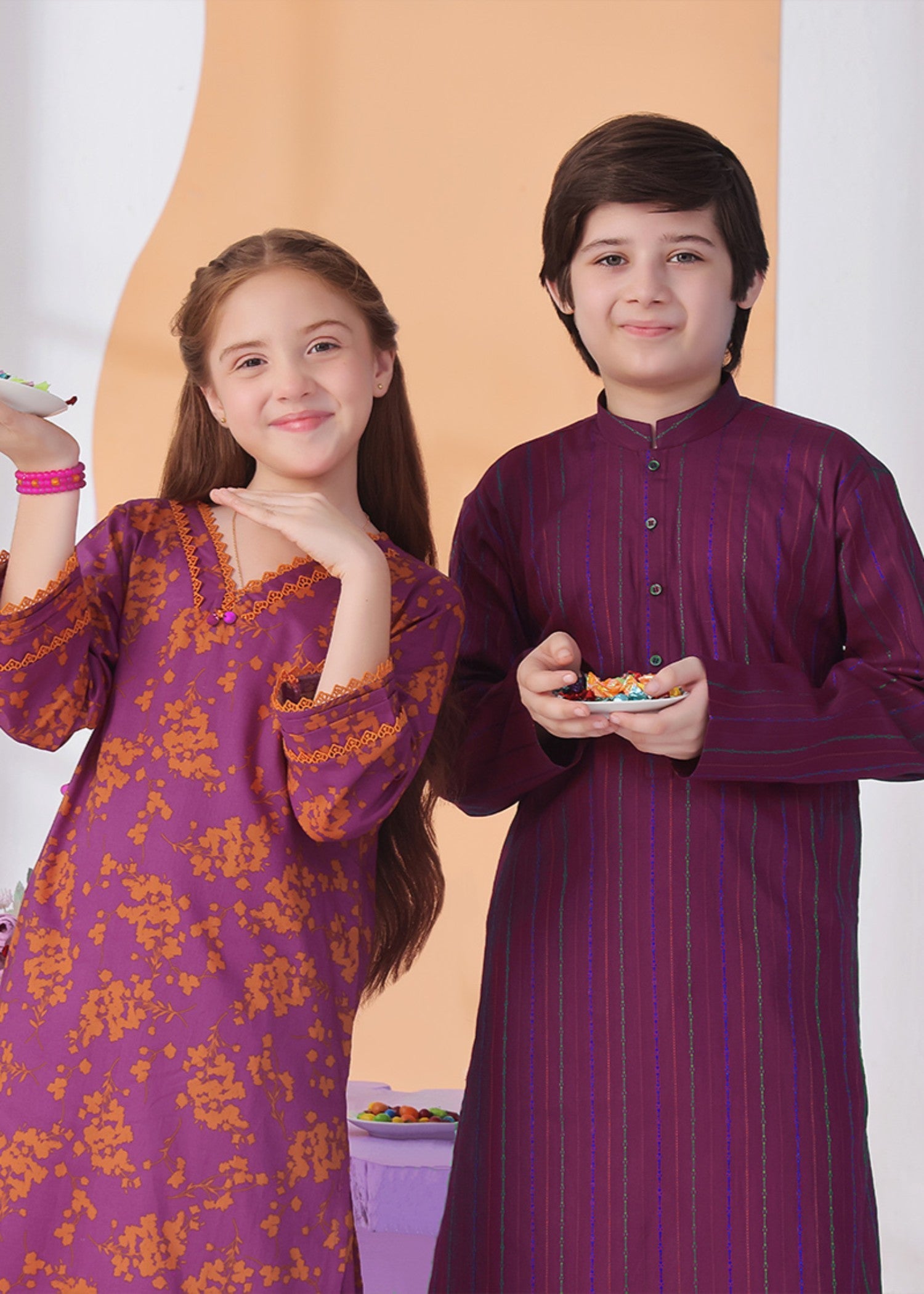 jacquard Kurta in Purple