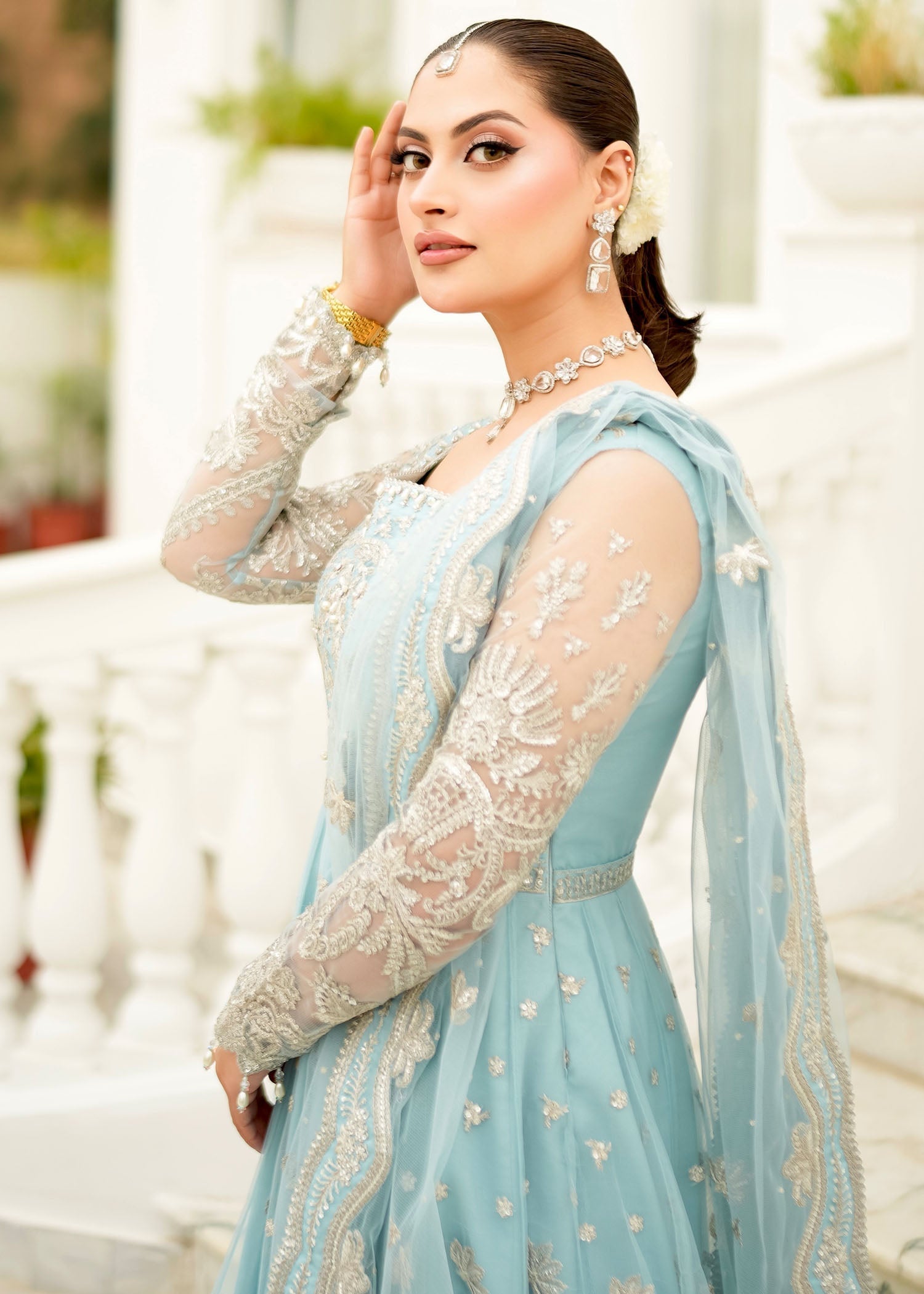 net Pishwas in Ice blue