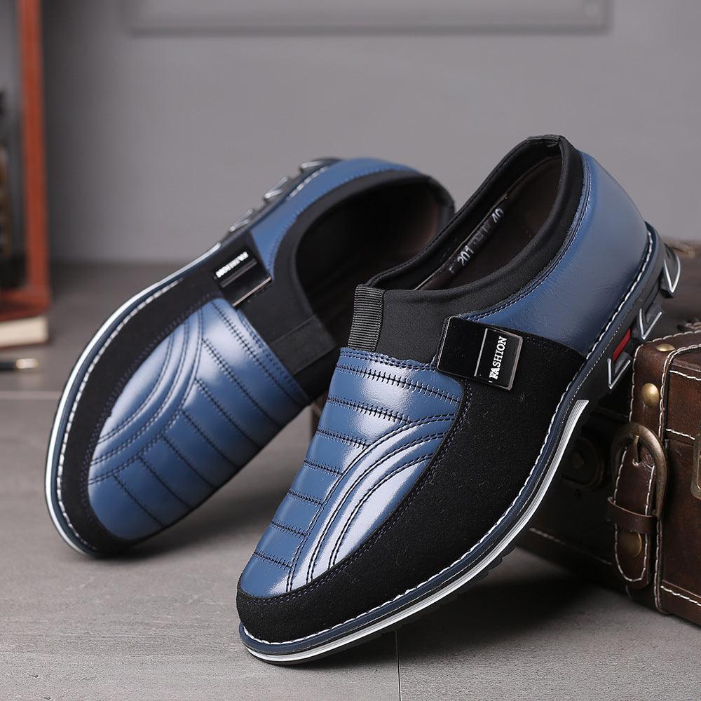Rubber Breathable Round Toe Black Casual Microfiber Leather Shoes