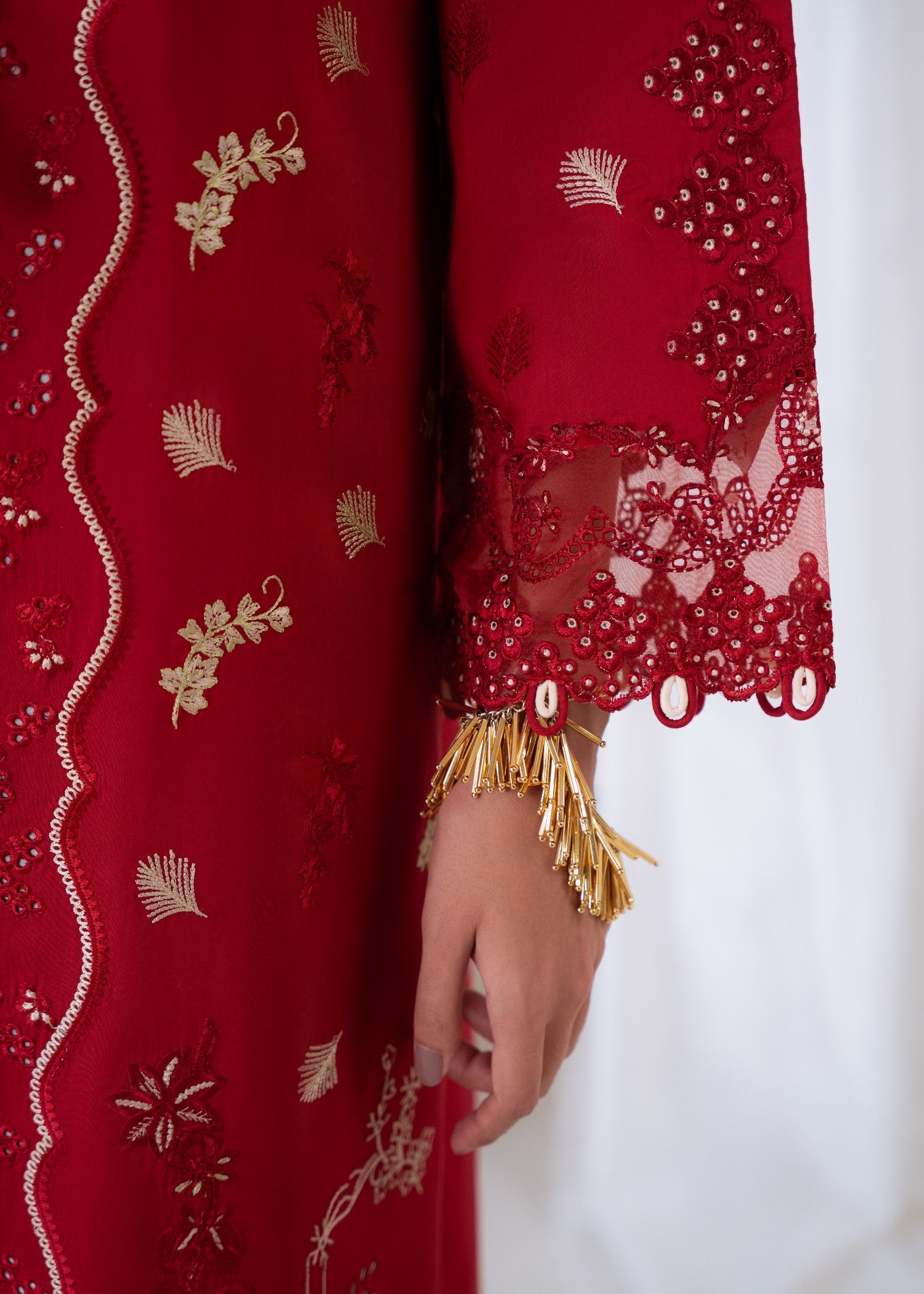 linen Unstitched in Persian red