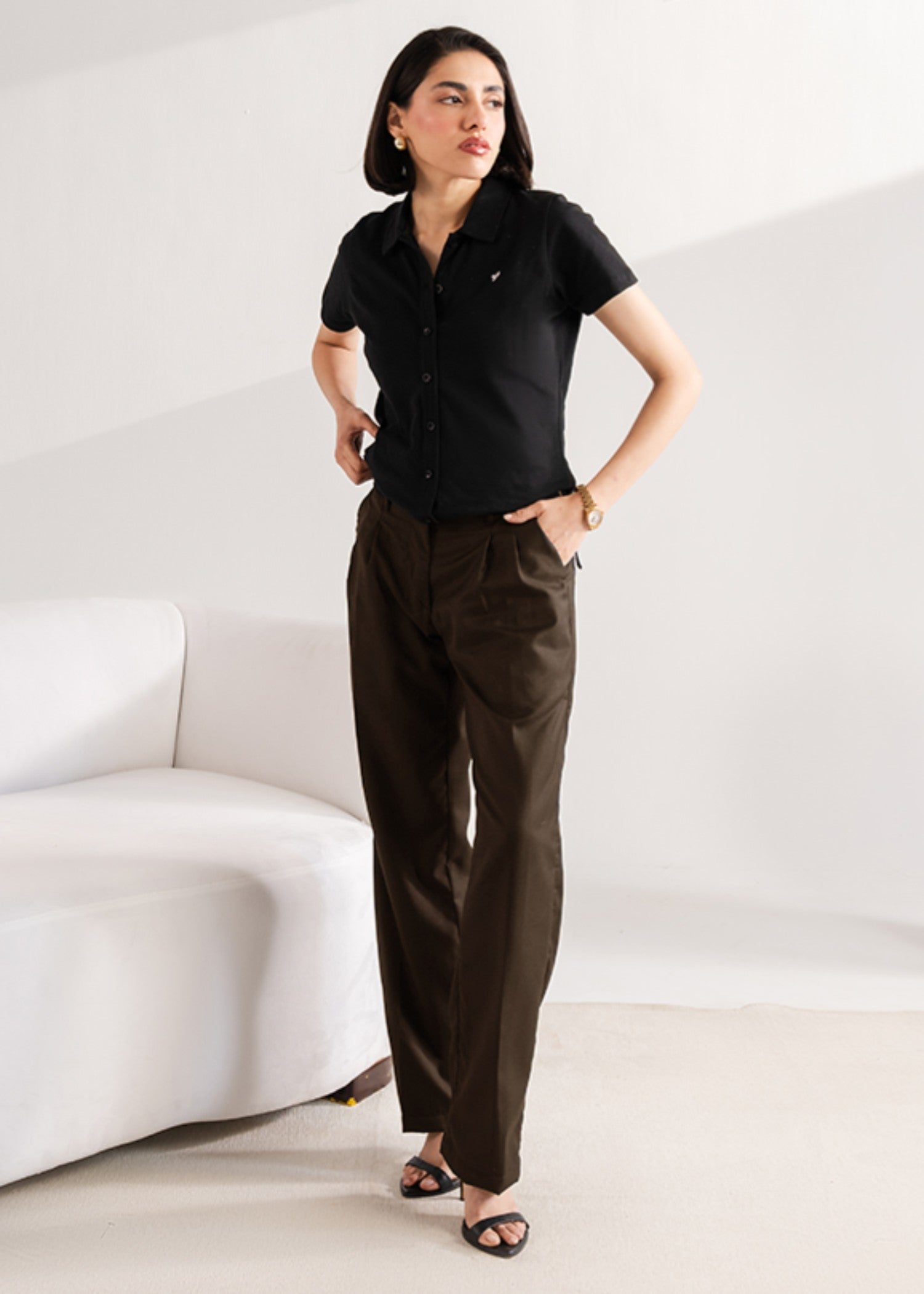terry Pants in Brown