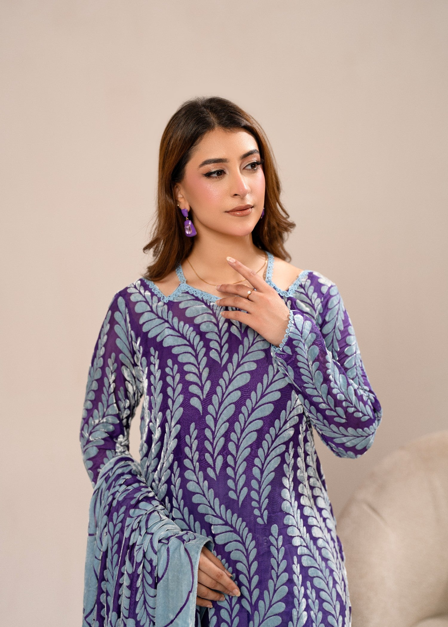velvet Unstitched in Ice blue, royal purple