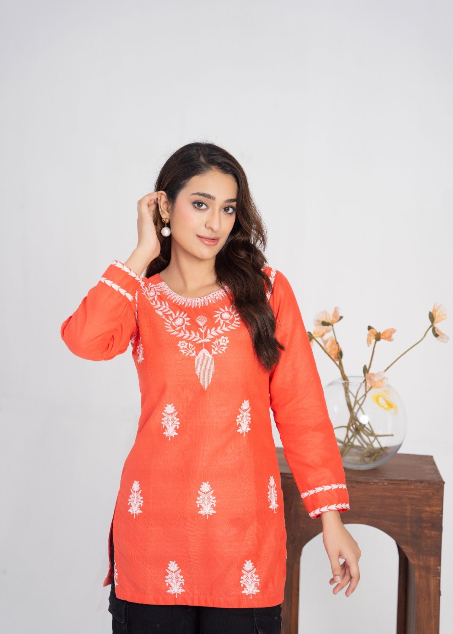 cotton Kurti in Salmon