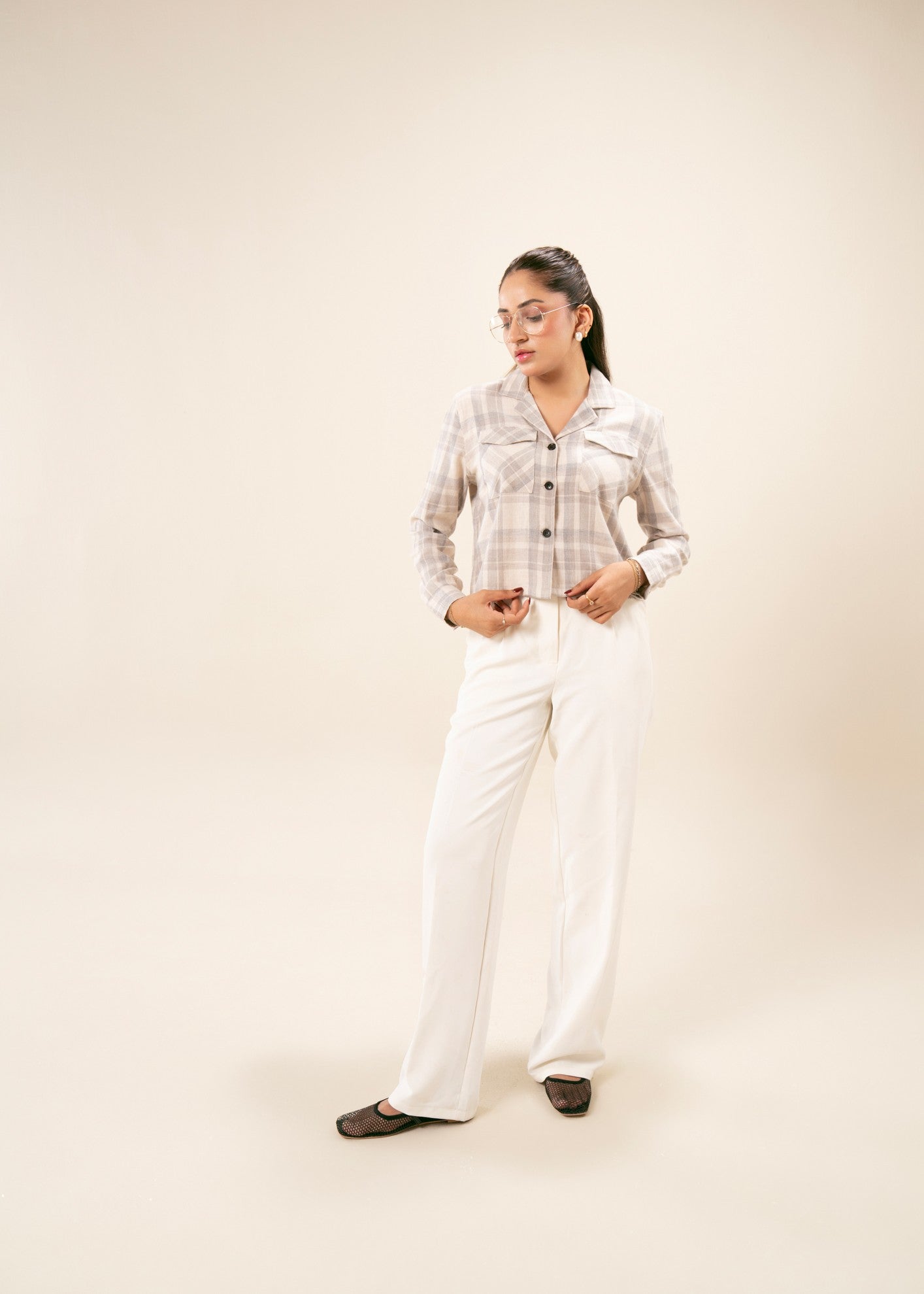 flannel Top in Off-white