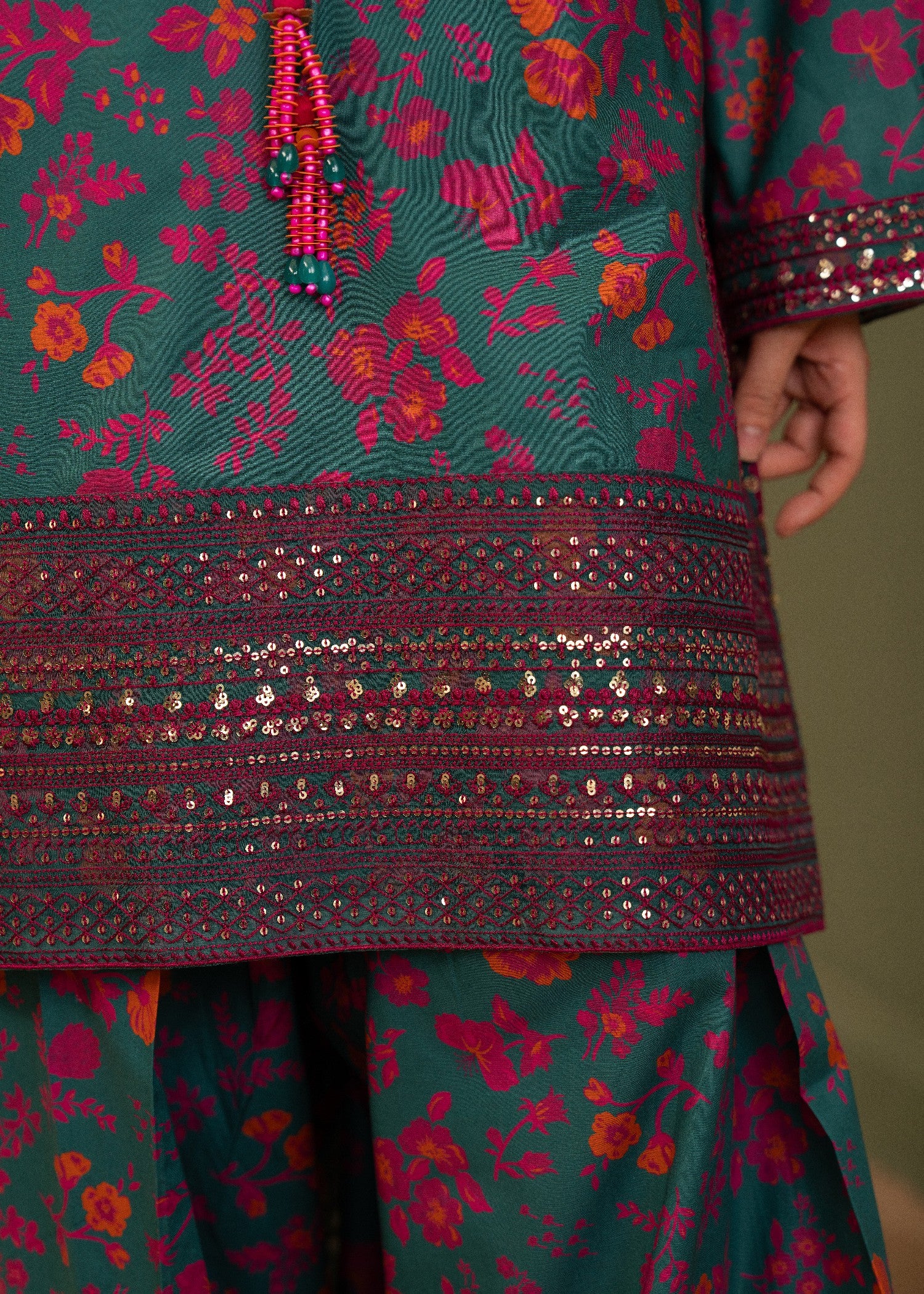 cambric Sharara in Green