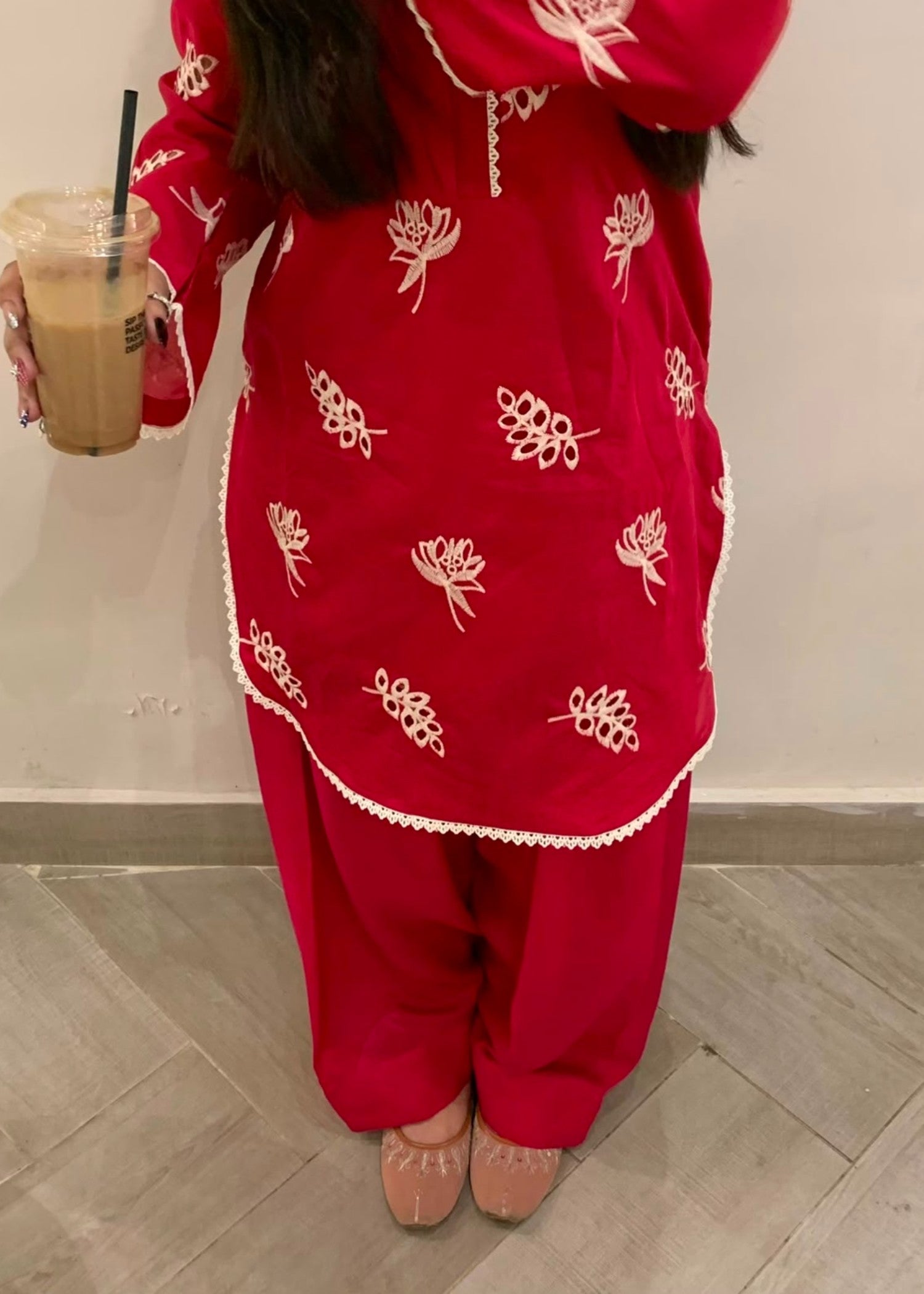 paper lawn Kurta Set in Hot pink