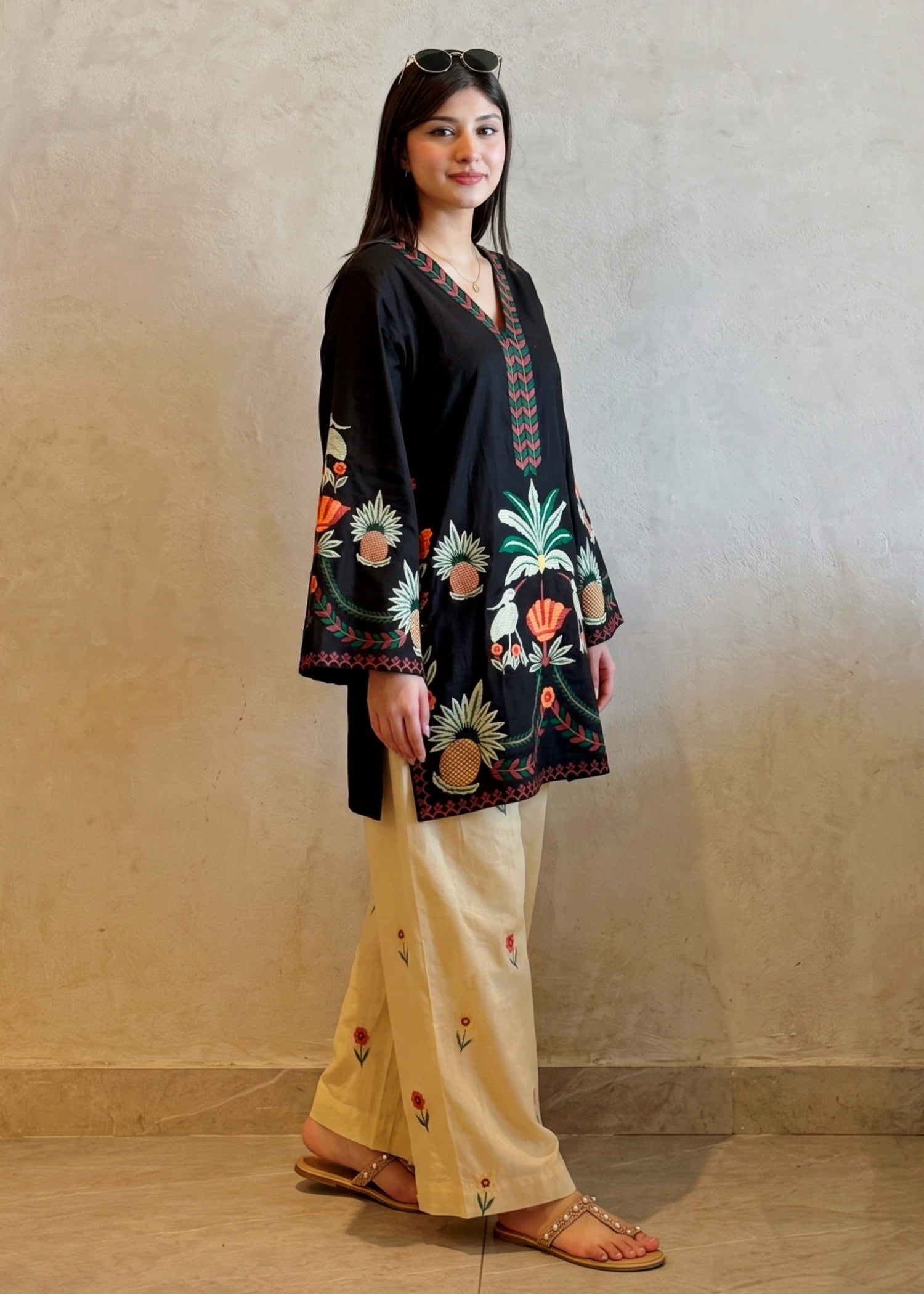 cotton Kurta Set in Black