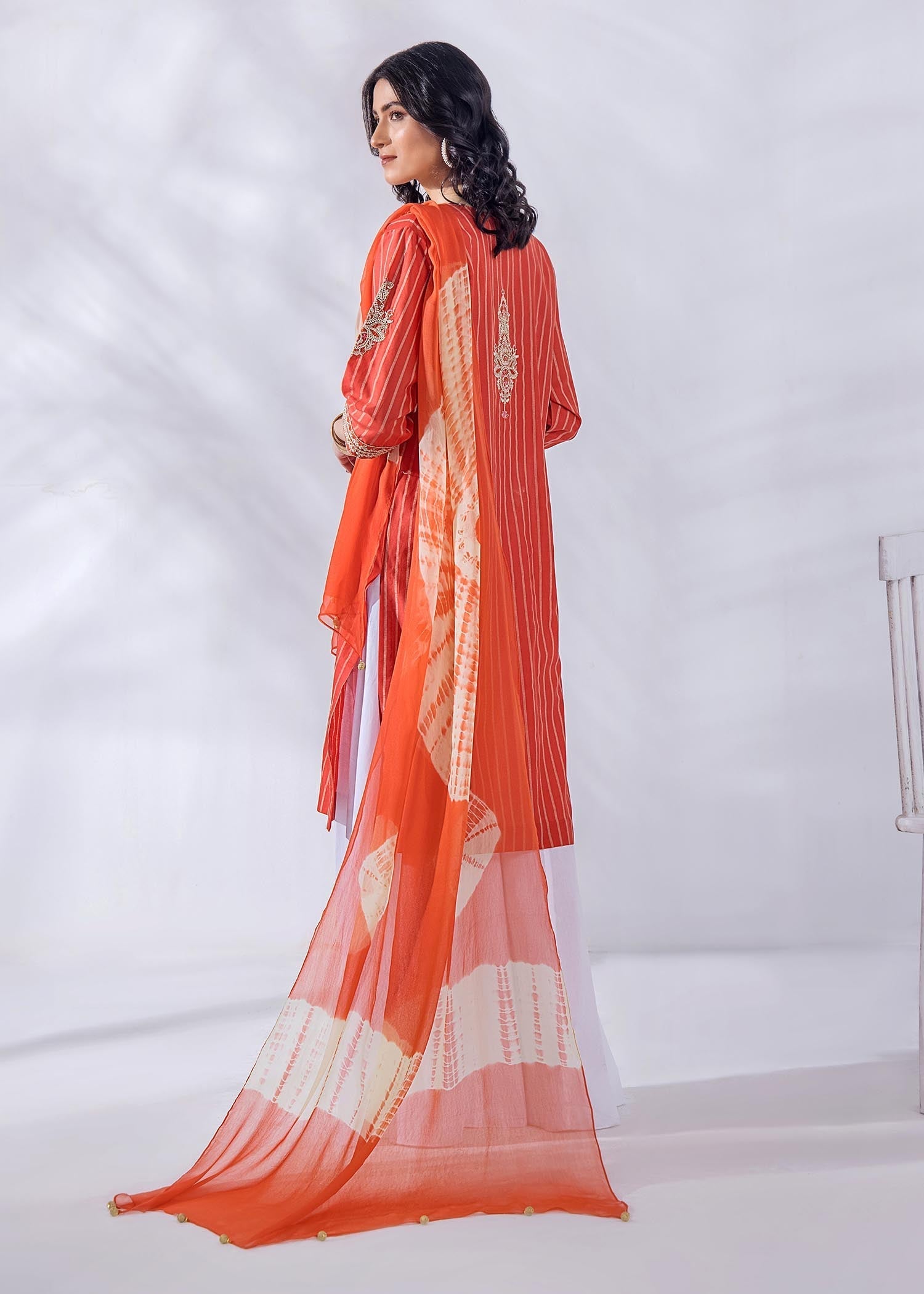 lawn Kurti in Rust orange
