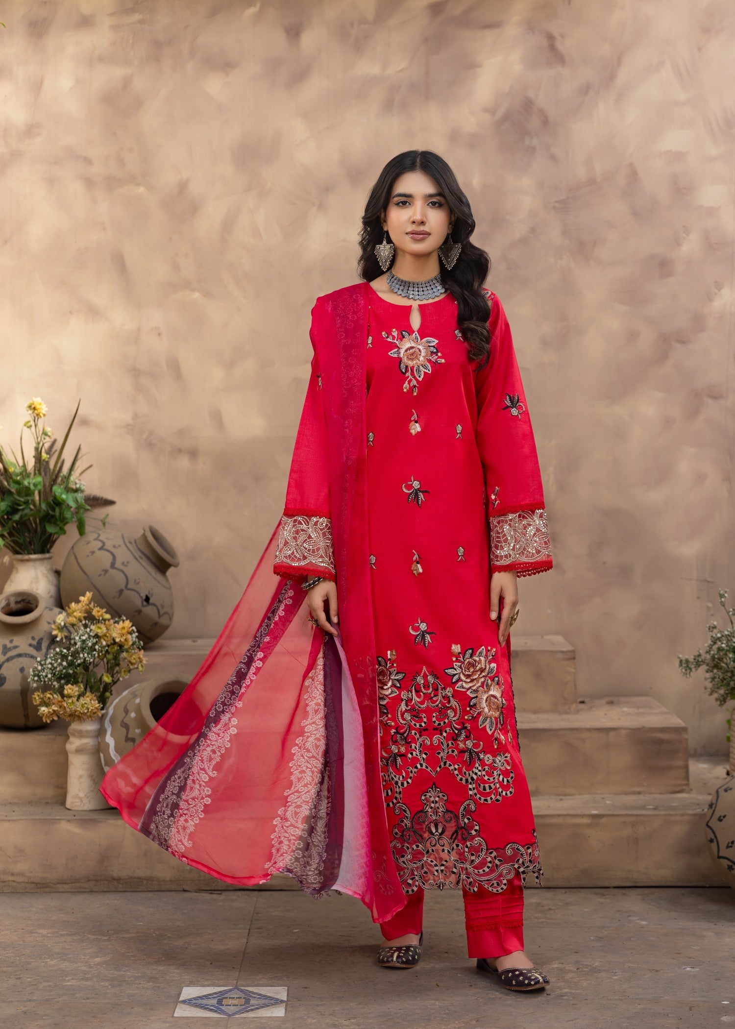 lawn Unstitched in Red