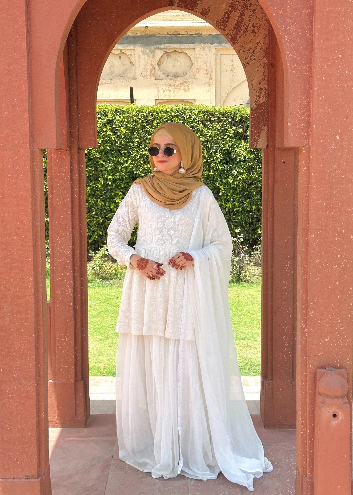 bemberg crinkle chiffon Peplum in White