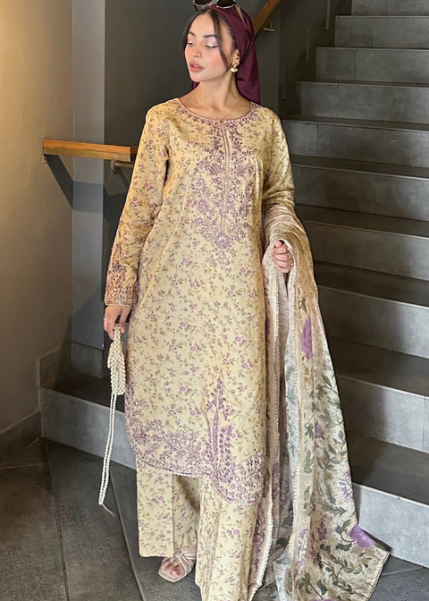 cotton dobby Kurta Set in Yellow