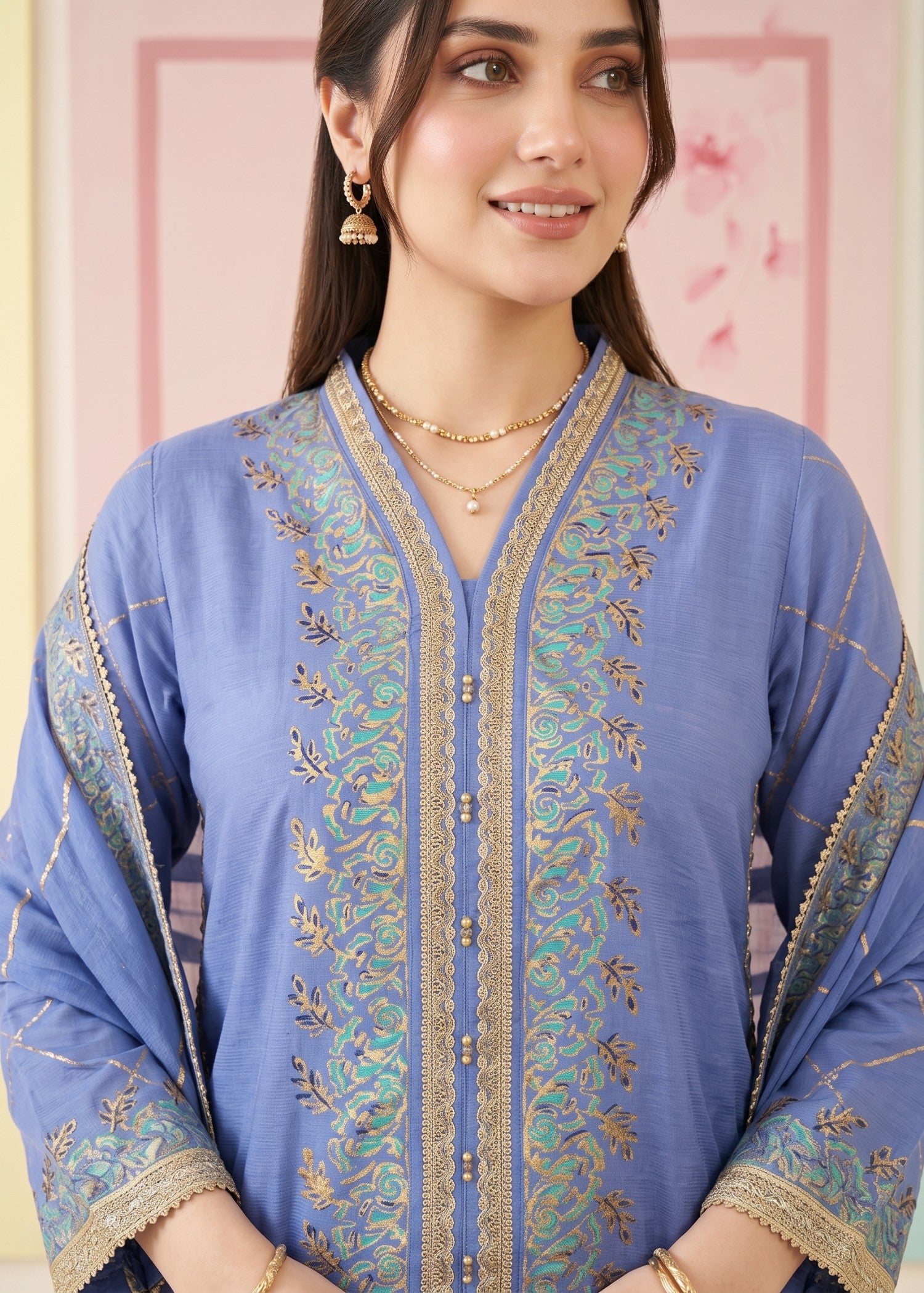 pk raw silk Kurta Set in Cornflower blue