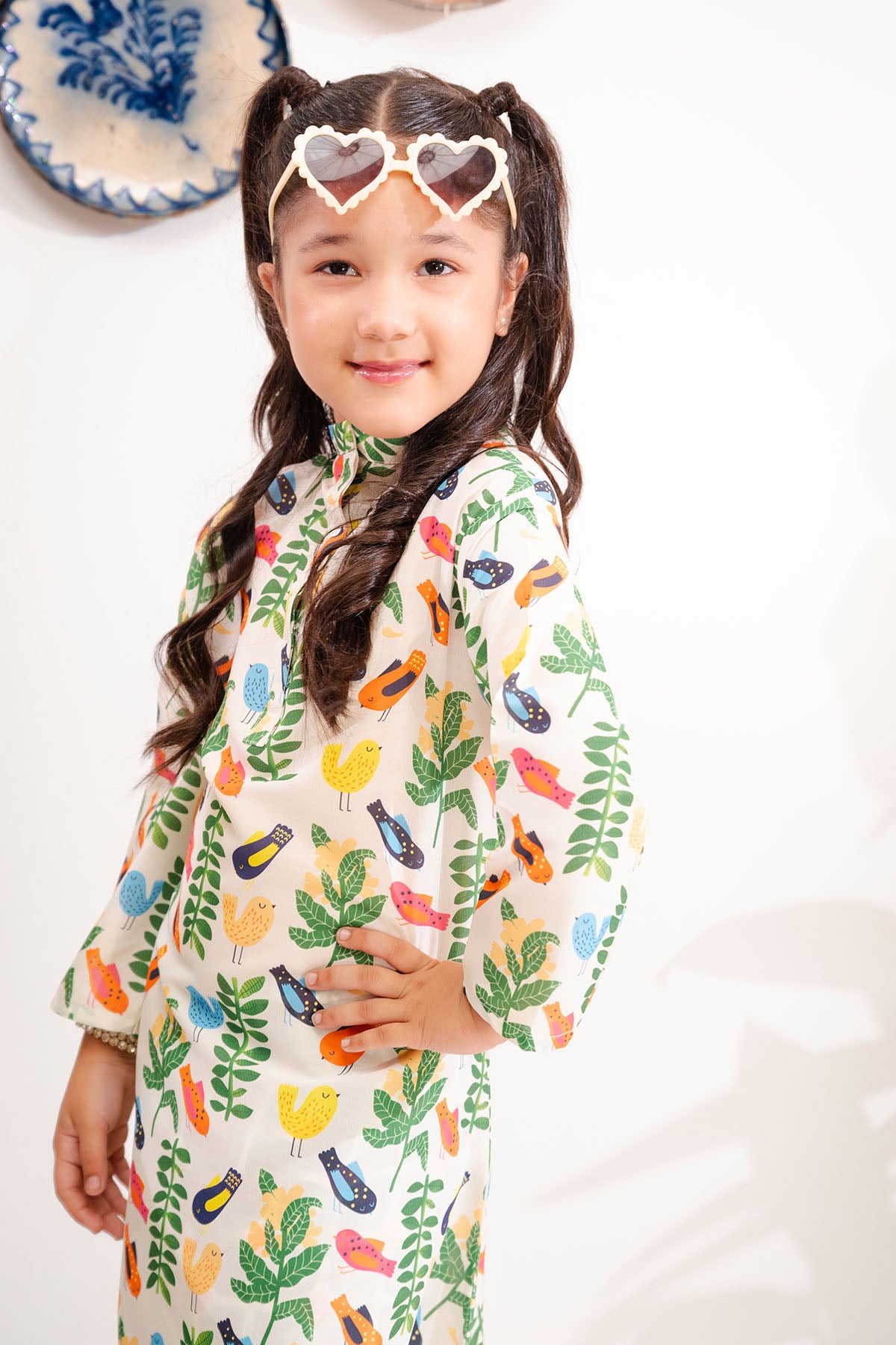 lawn cotton Short Frock in Off-white