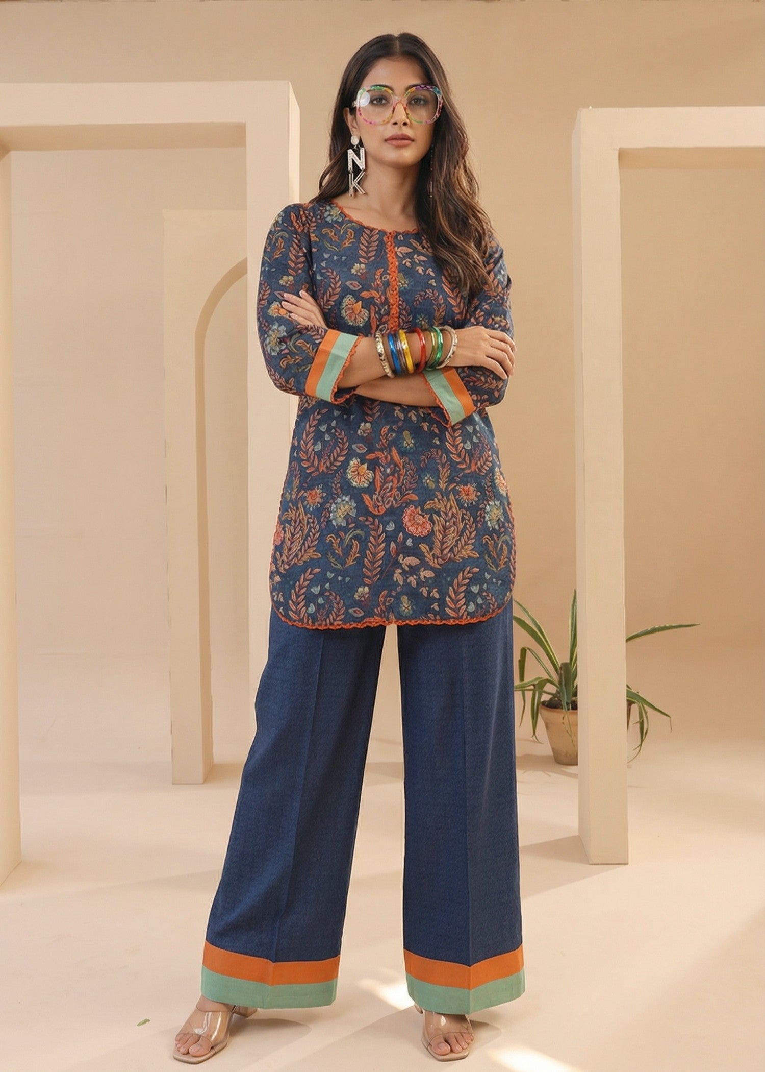 poly silk Kurta Set in Blue