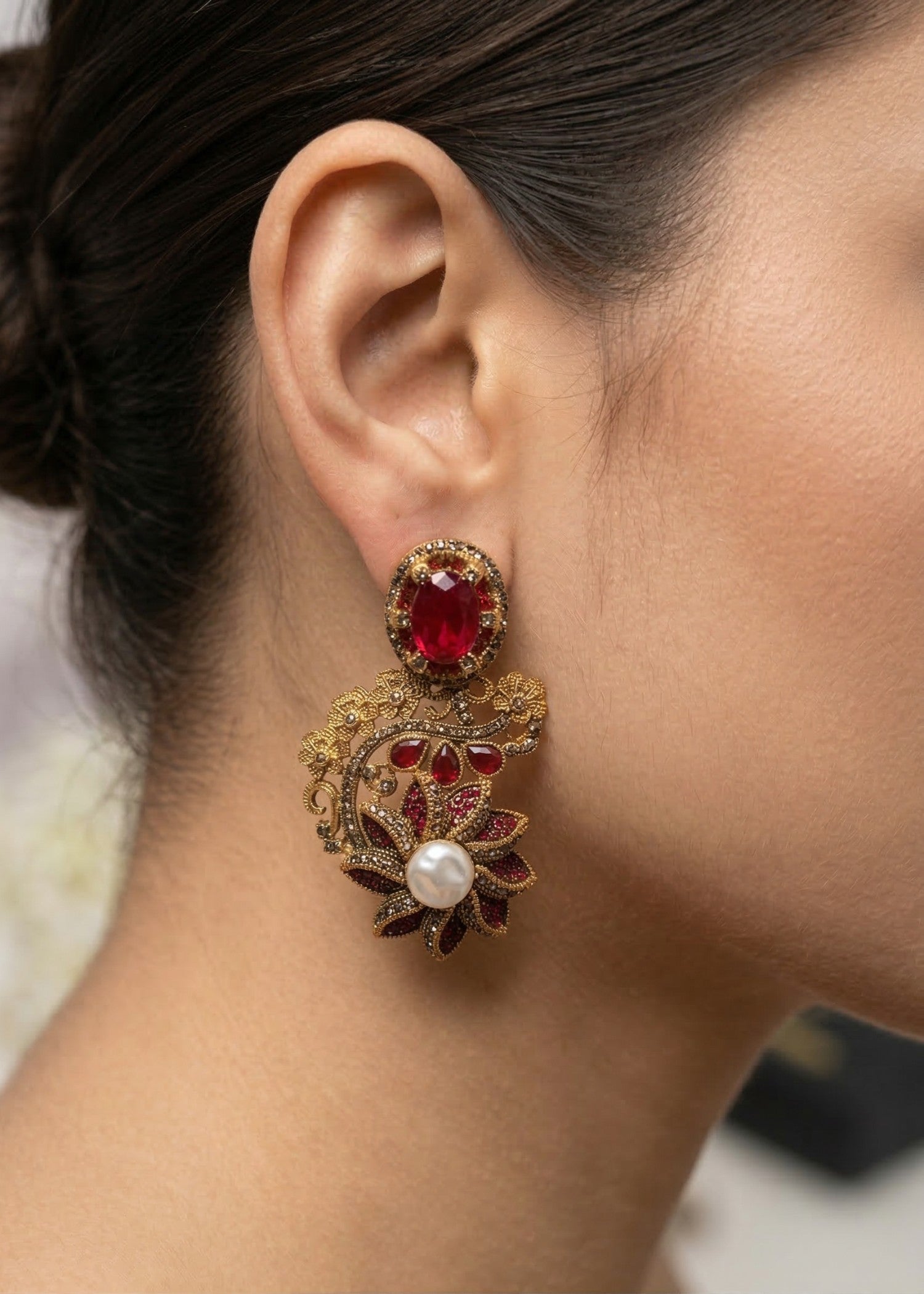 Earrings in Red Color by - Trendy Women Earrings XJJ8088
