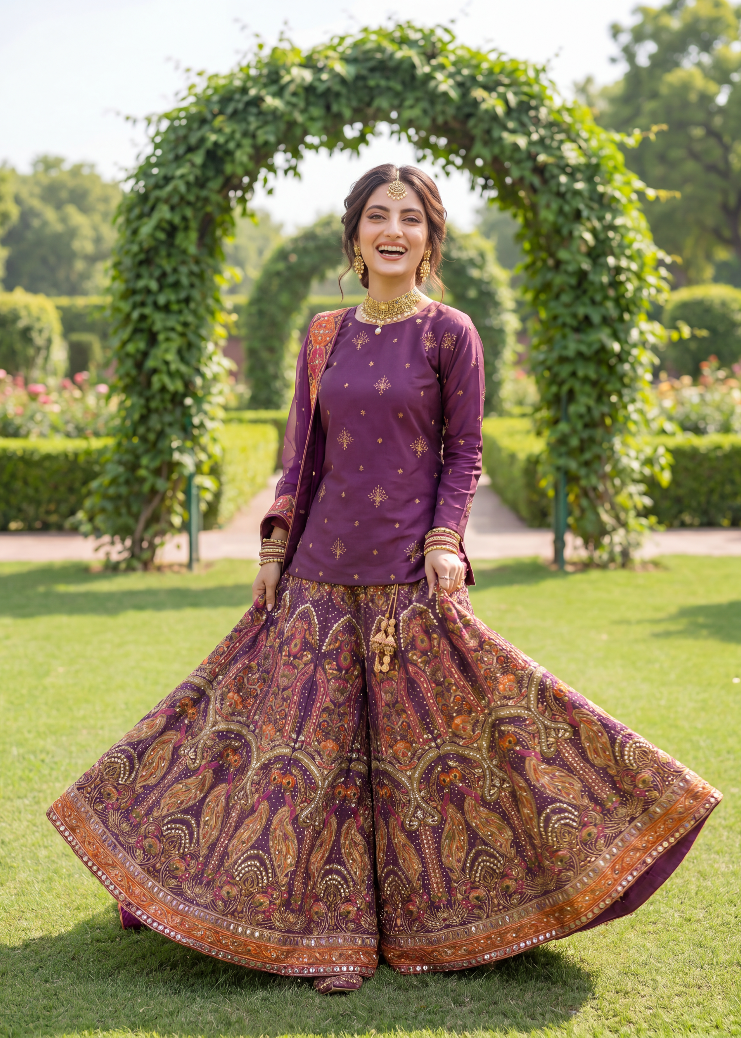 kattan silk Sharara in Purple