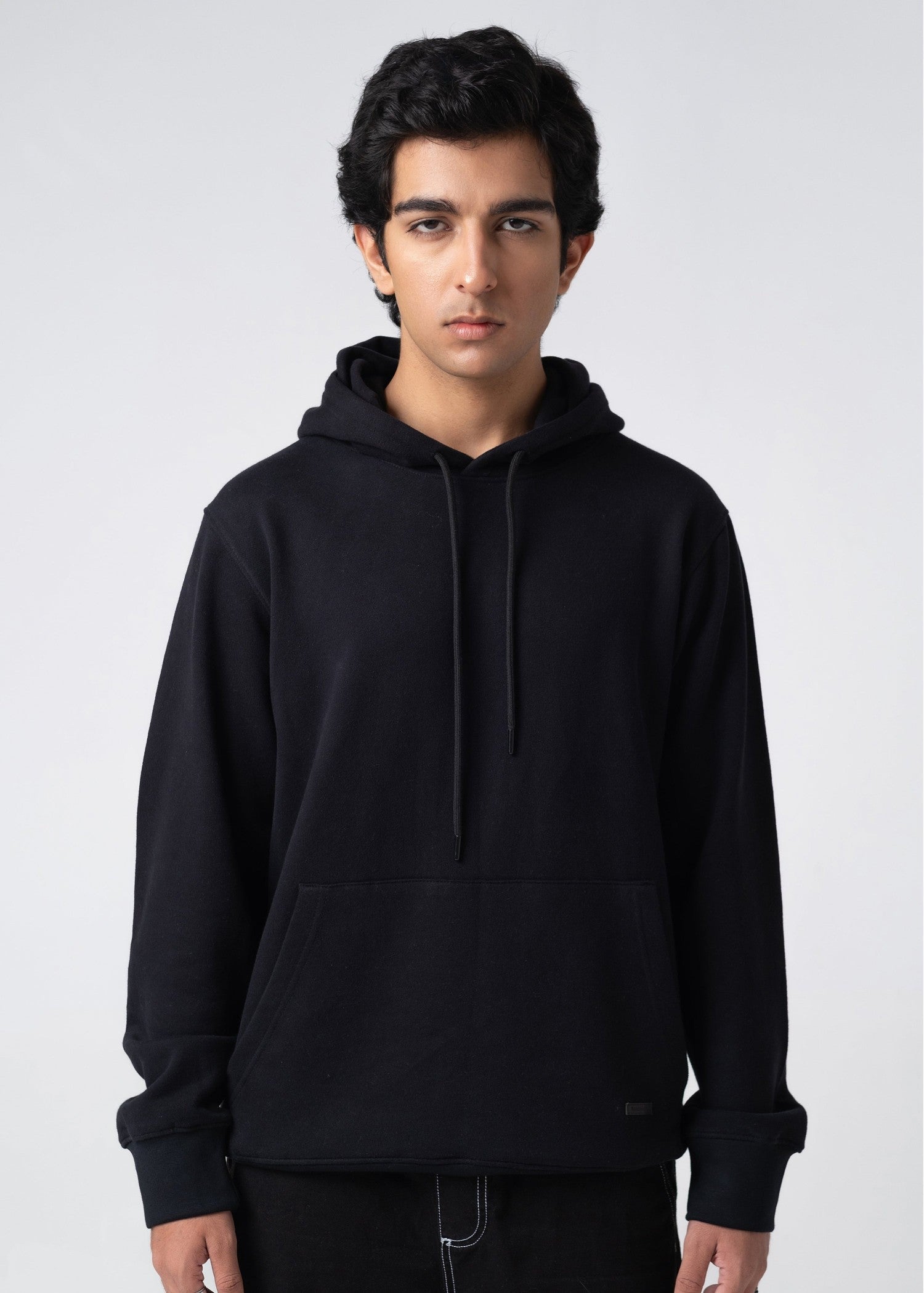 fleece Hoodie in Black by Fabriano