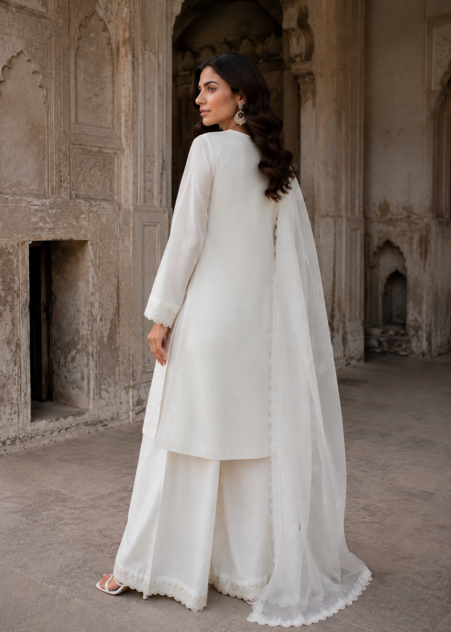 cotton krandi Kurta Set in Ivory