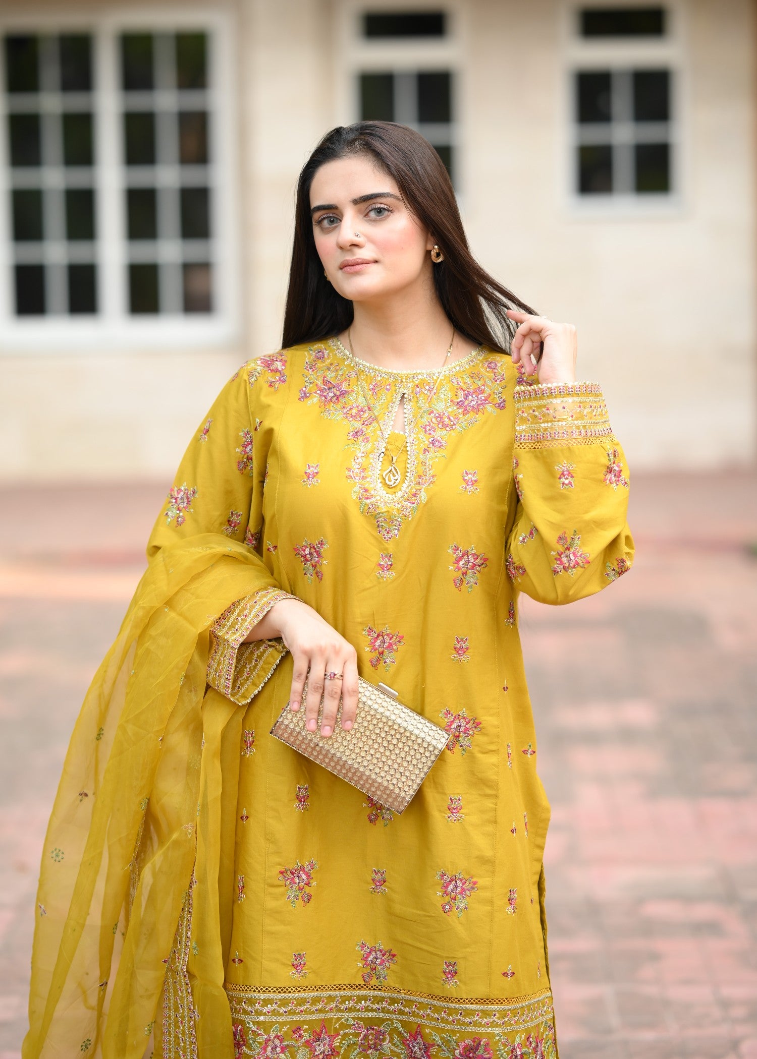 linen Kurta Set in Mustard