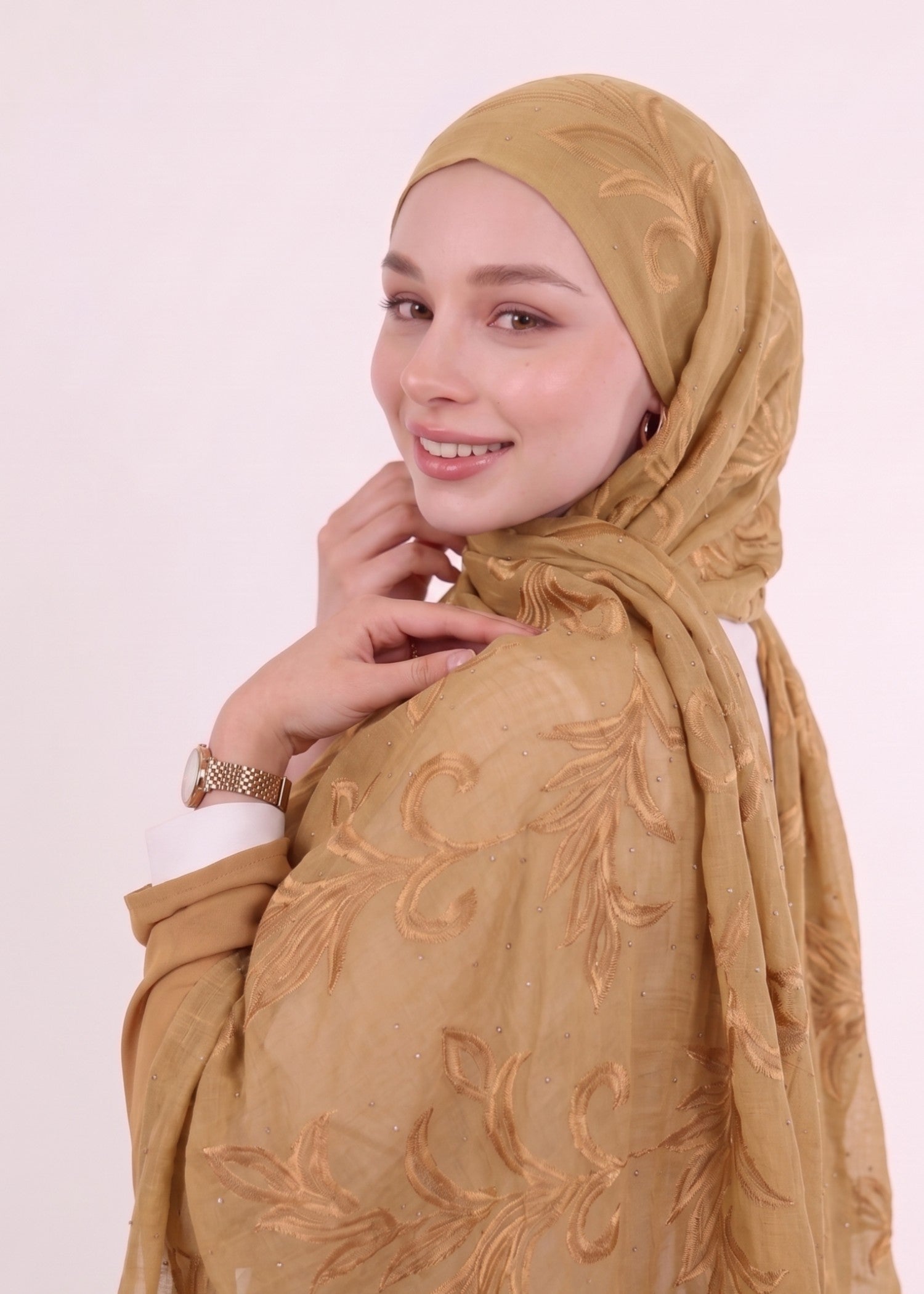 Scarf in Autumn gold Color by - Trendy Women Scarf QMU2717
