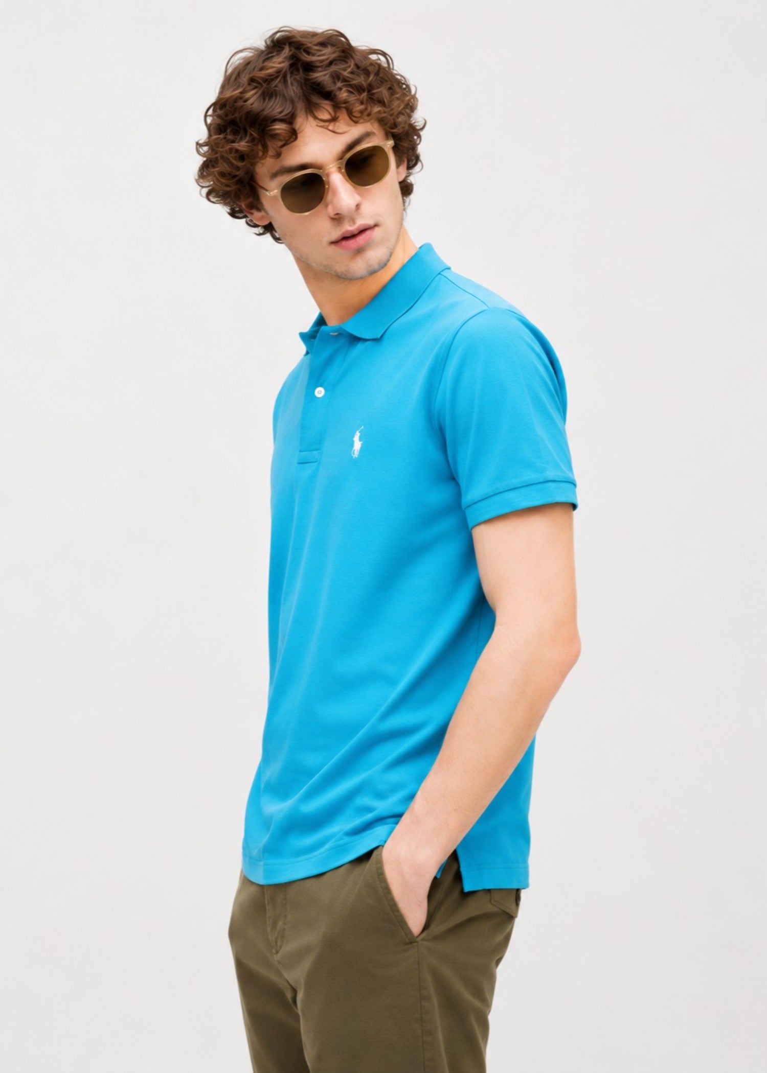 cotton Polo Shirt in Sky blue